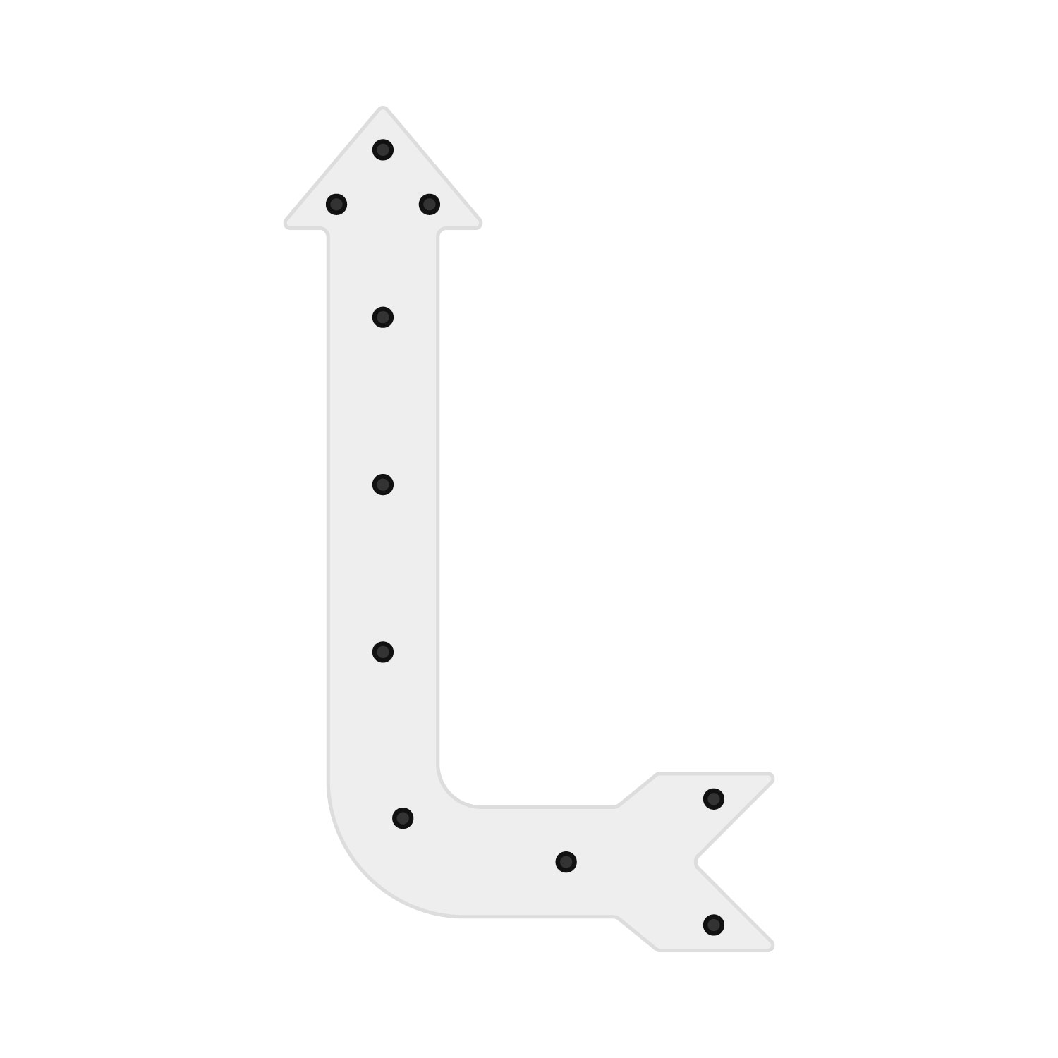 Vintage Leuchtpfeil aus weißem Metall 90 cm, E14 Lampenfassungen 6 Vintage Leuchtpfeil aus weißem Metall 90 cm, E14 Lampenfassungen 6