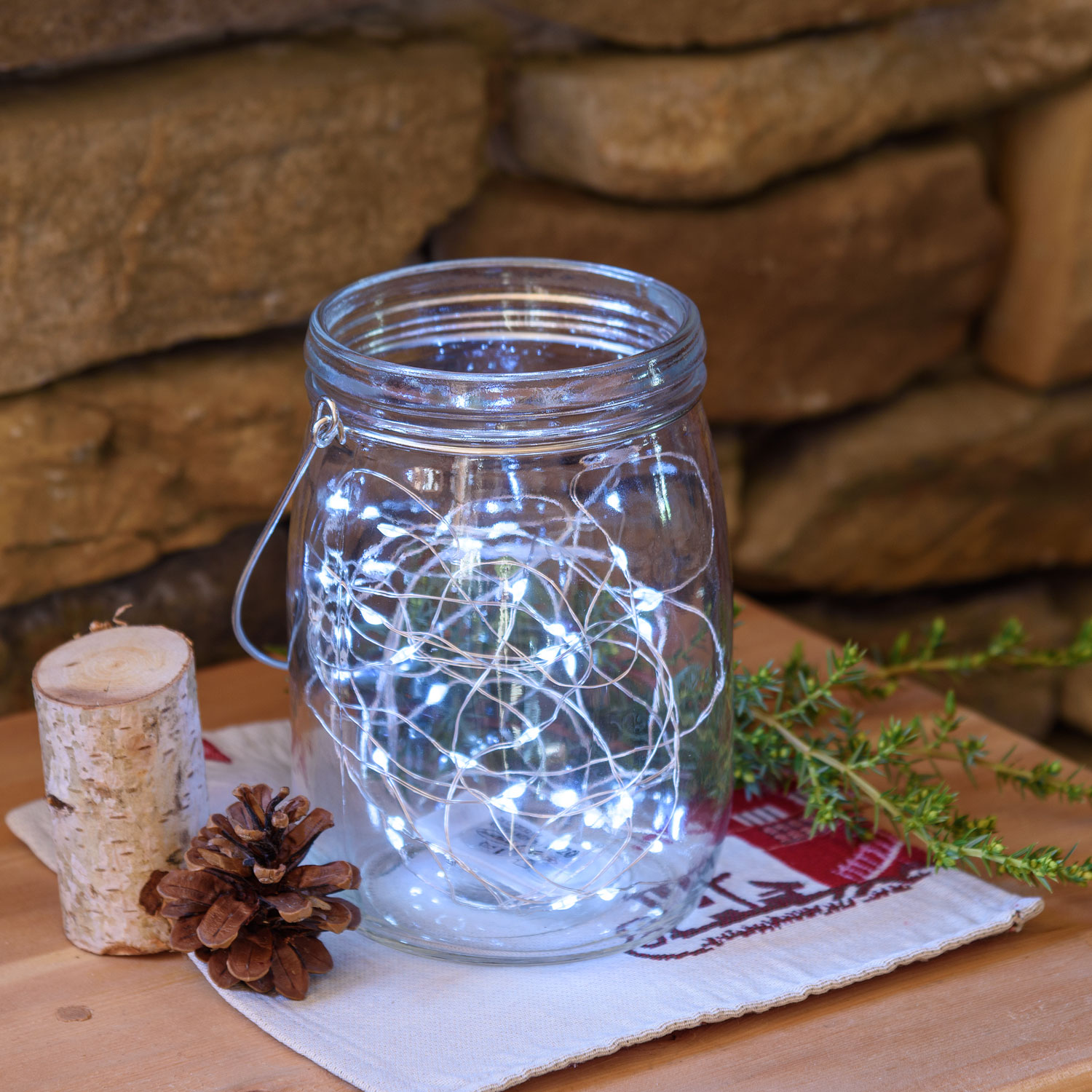 Barattolo di vetro con 80 micro led bianco caldo e freddo 15 Barattolo di vetro con 80 micro led bianco caldo e freddo 15