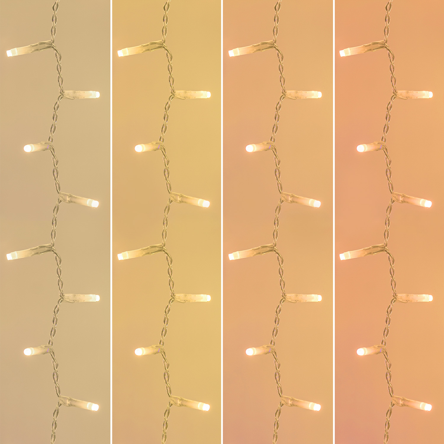 Stalattite 3,4 x h 0,8 m, 384 miniled bianco caldo e bianco extra caldo, cavo trasparente 7