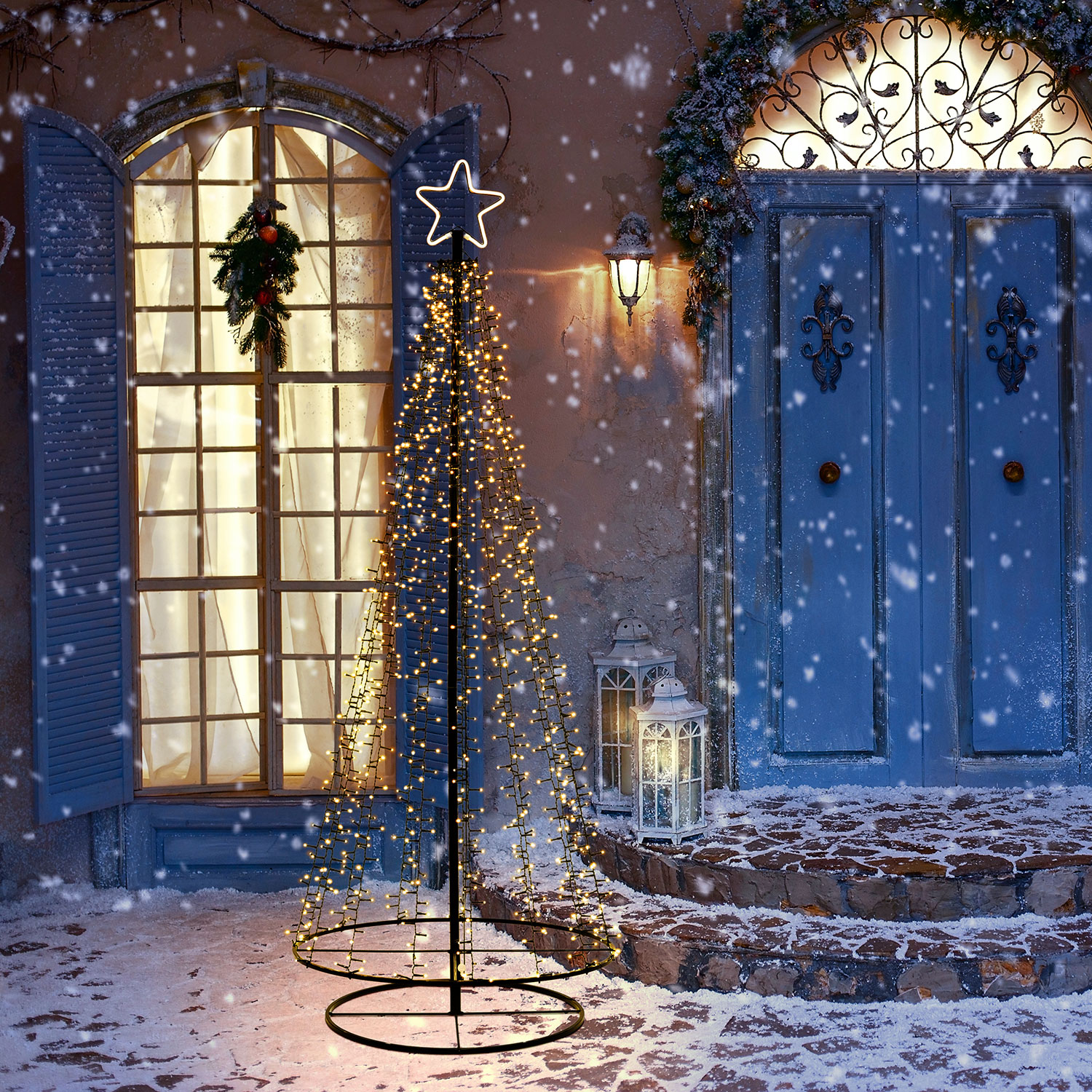 Albero di Natale "Supreme" cono glitterato con luci a led Color Oro / 120 cm | Leroy Merlin Albero di Natale "Supreme" cono glitterato con luci a led Color Oro / 120 cm | Leroy Merlin