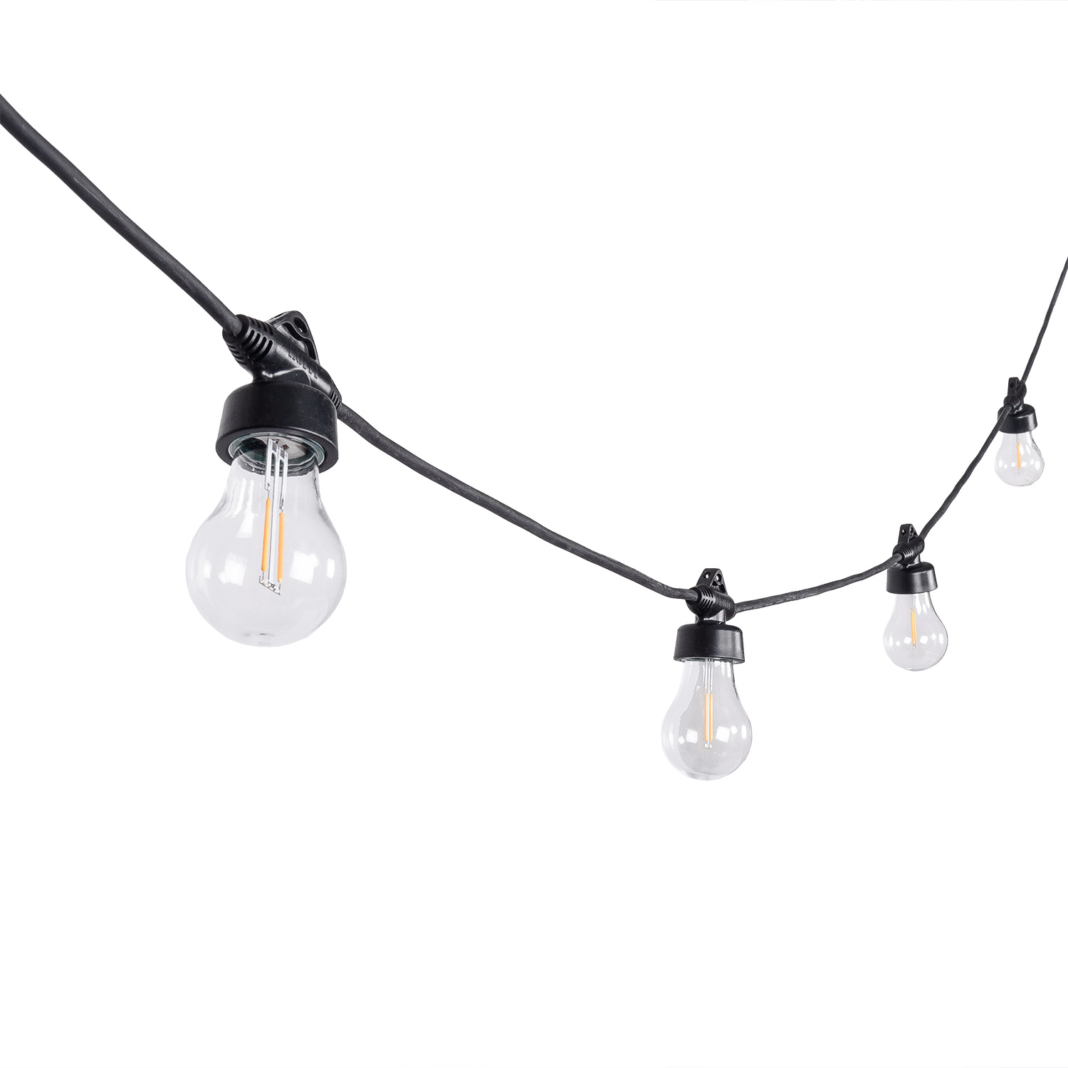 Catena 10 m, 20 lampadine Ø 60 mm, filament led bianco caldo, prolungabile, IP67 4
