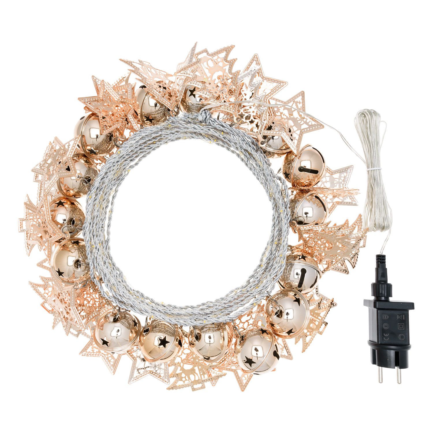 Guirlande lumineuse avec décorations champagne, microled blanc chaud 4 Guirlande lumineuse avec décorations champagne, microled blanc chaud 4