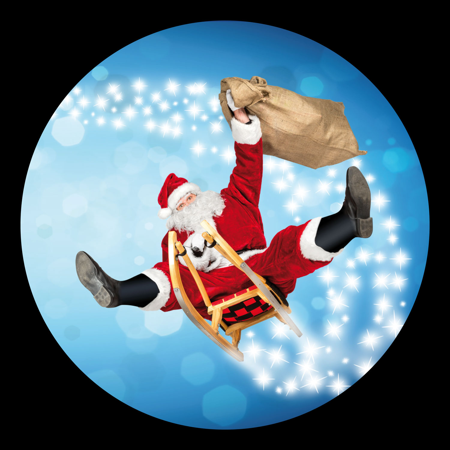 Gobo Babbo Natale su slittino che vola Gobo Babbo Natale su slittino che vola