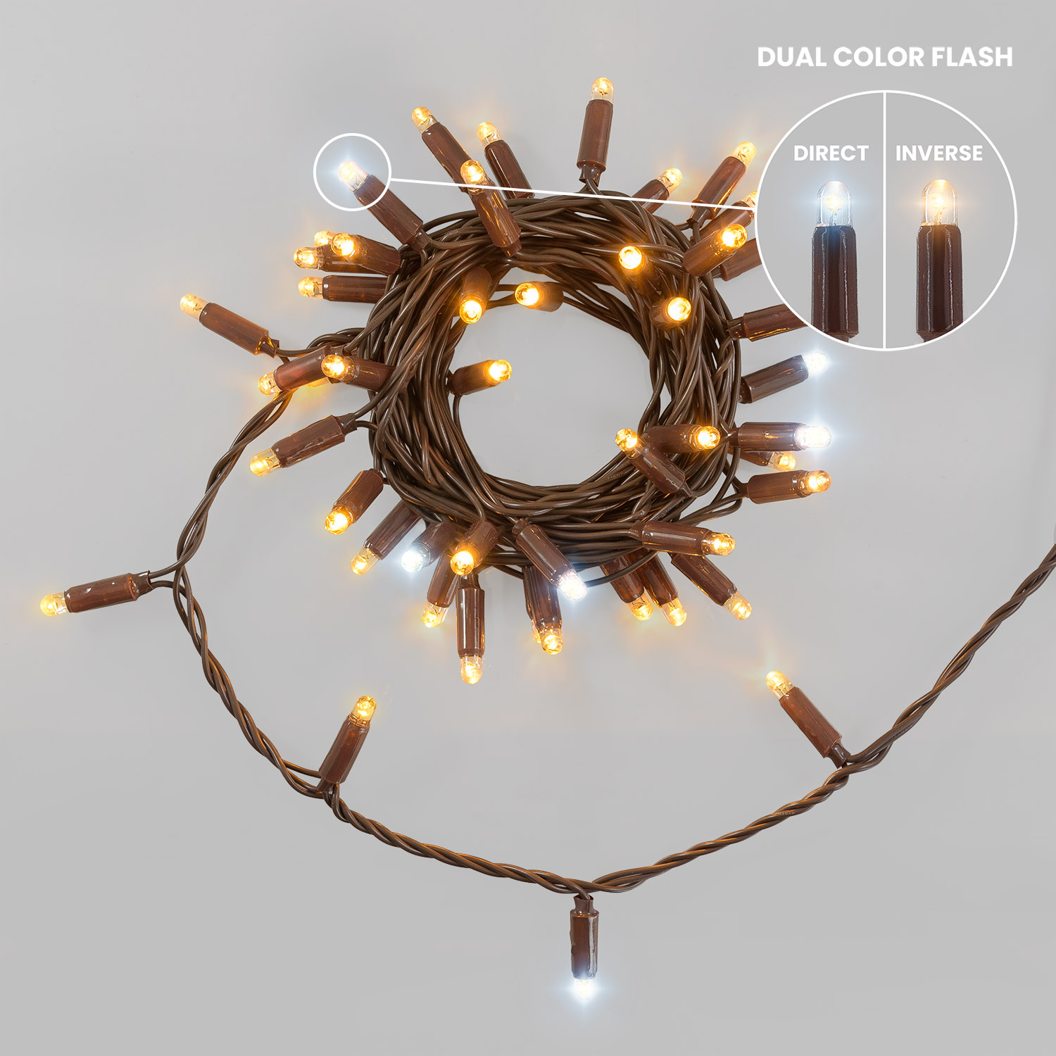5 m Warm White Connect ProLine 36V String Lights, 50 maxiLEDs, brown cable