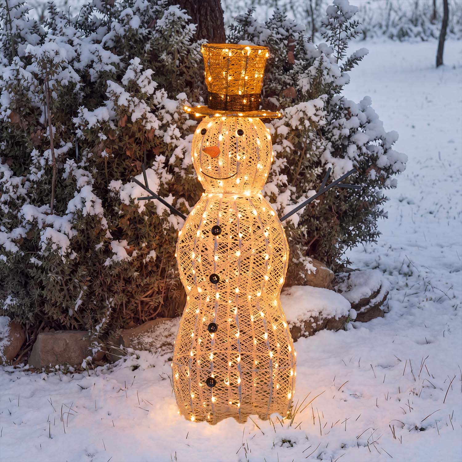 Pupazzo di Neve 3D Light Cream & Brown, h 105 cm, 220 Dual LED bianco extra caldo e bianco freddo 2