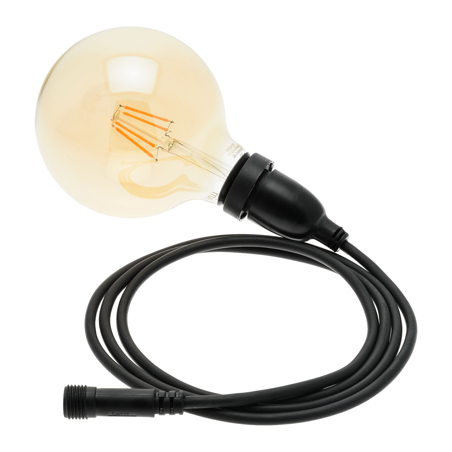 Lampadina da 4 Watt globo Ø 125 mm a sospensione, 3 metri di cavo nero Lampadina da 4 Watt globo Ø 125 mm a sospensione, 3 metri di cavo nero