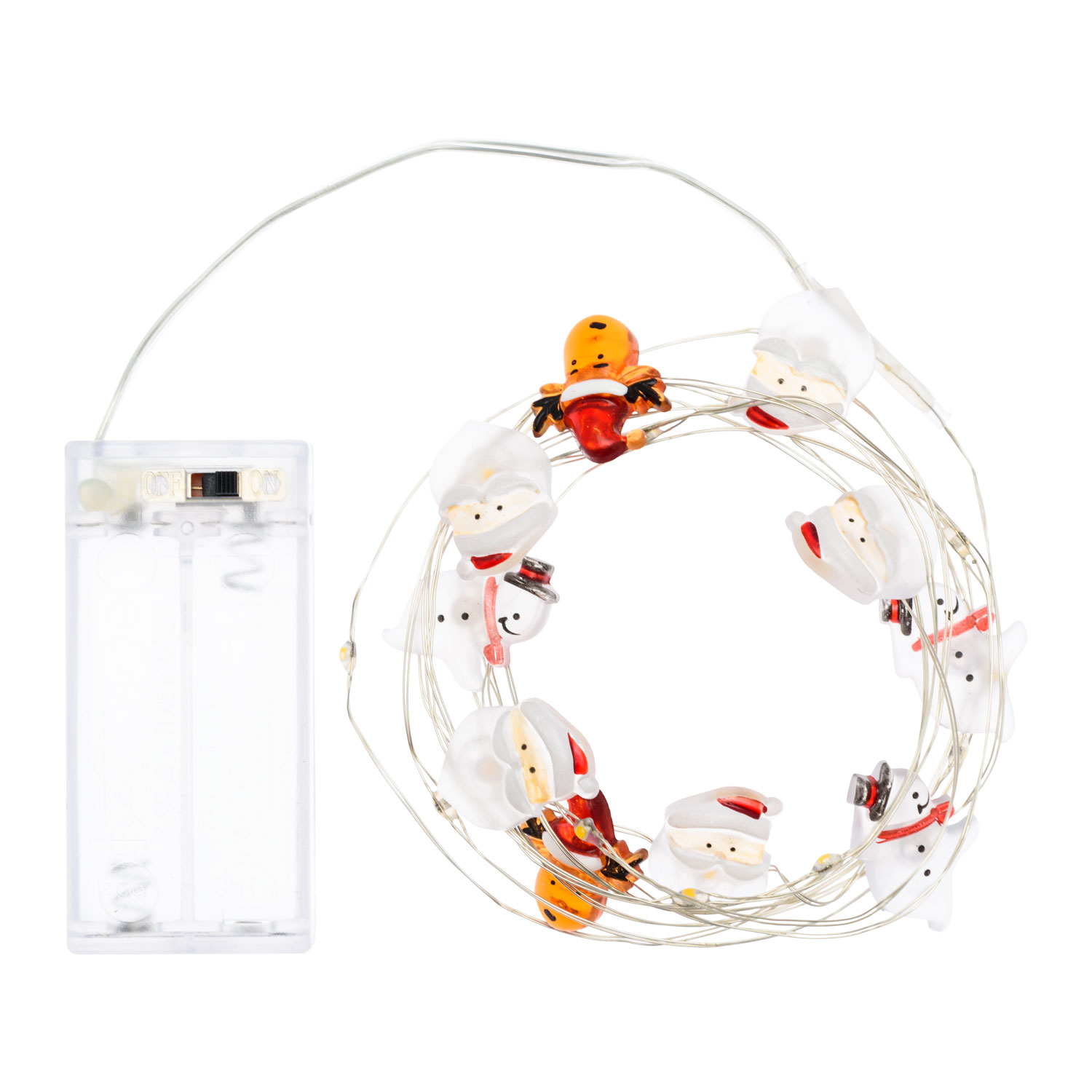 Lichterkette 1,9 m, 20 Dekorationen Weihnachtsmann, Rentier und Schneemann, wamweiße LEDs 10 Lichterkette 1,9 m, 20 Dekorationen Weihnachtsmann, Rentier und Schneemann, wamweiße LEDs 10