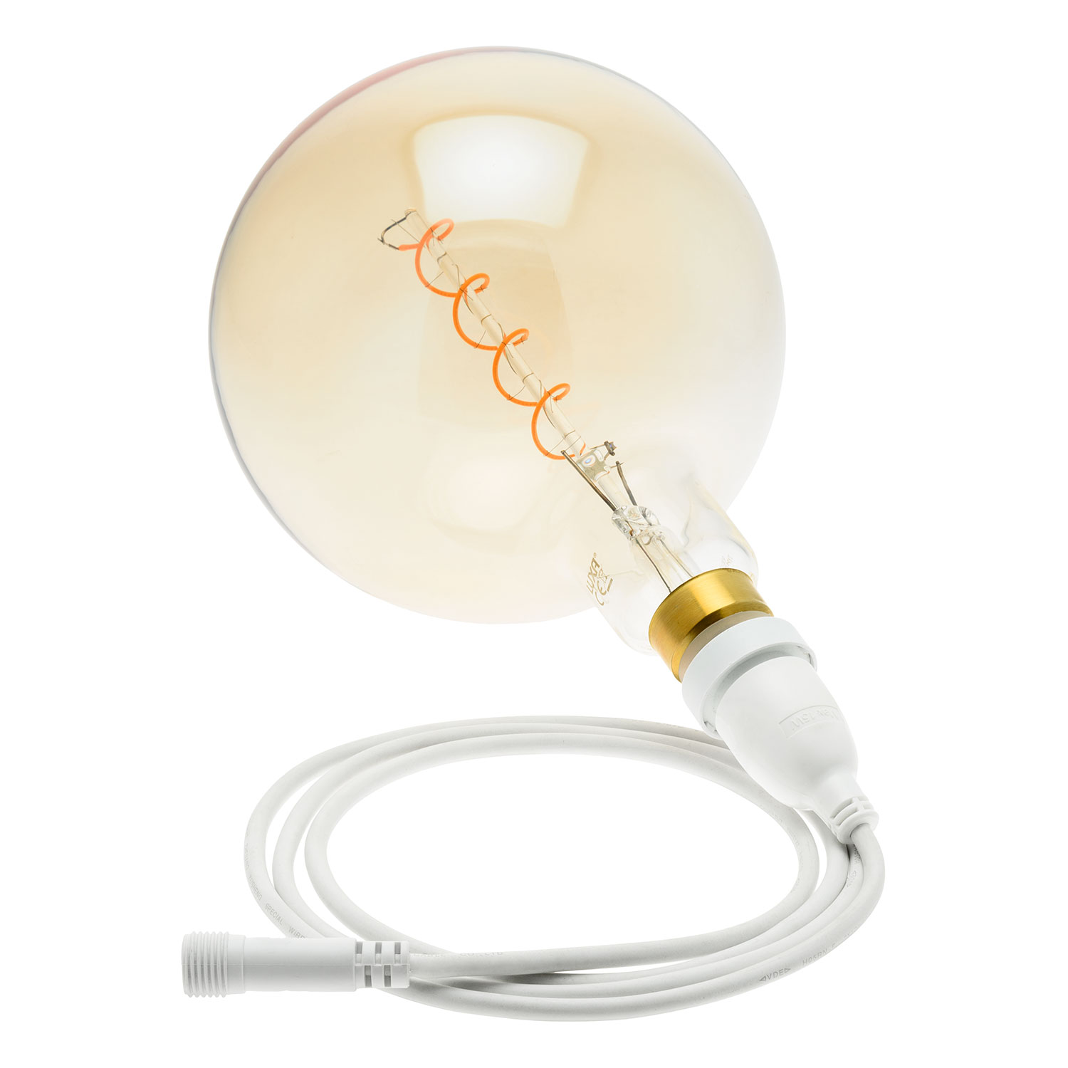 Lampadina da 4 Watt maxi globo Ø 200 mm a sospensione, led a spirale, 2 metri di cavo bianco Lampadina da 4 Watt maxi globo Ø 200 mm a sospensione, led a spirale, 2 metri di cavo bianco