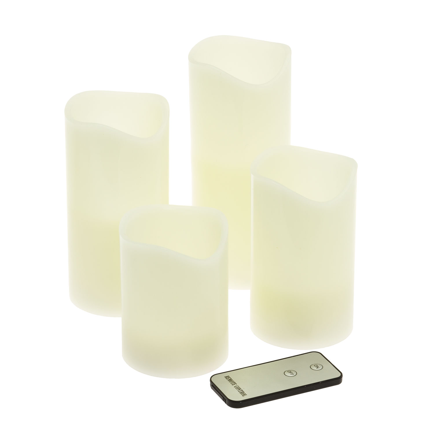 Juego de 4 velas marfil Led de cera, led blanco cálido 5 Juego de 4 velas marfil Led de cera, led blanco cálido 5