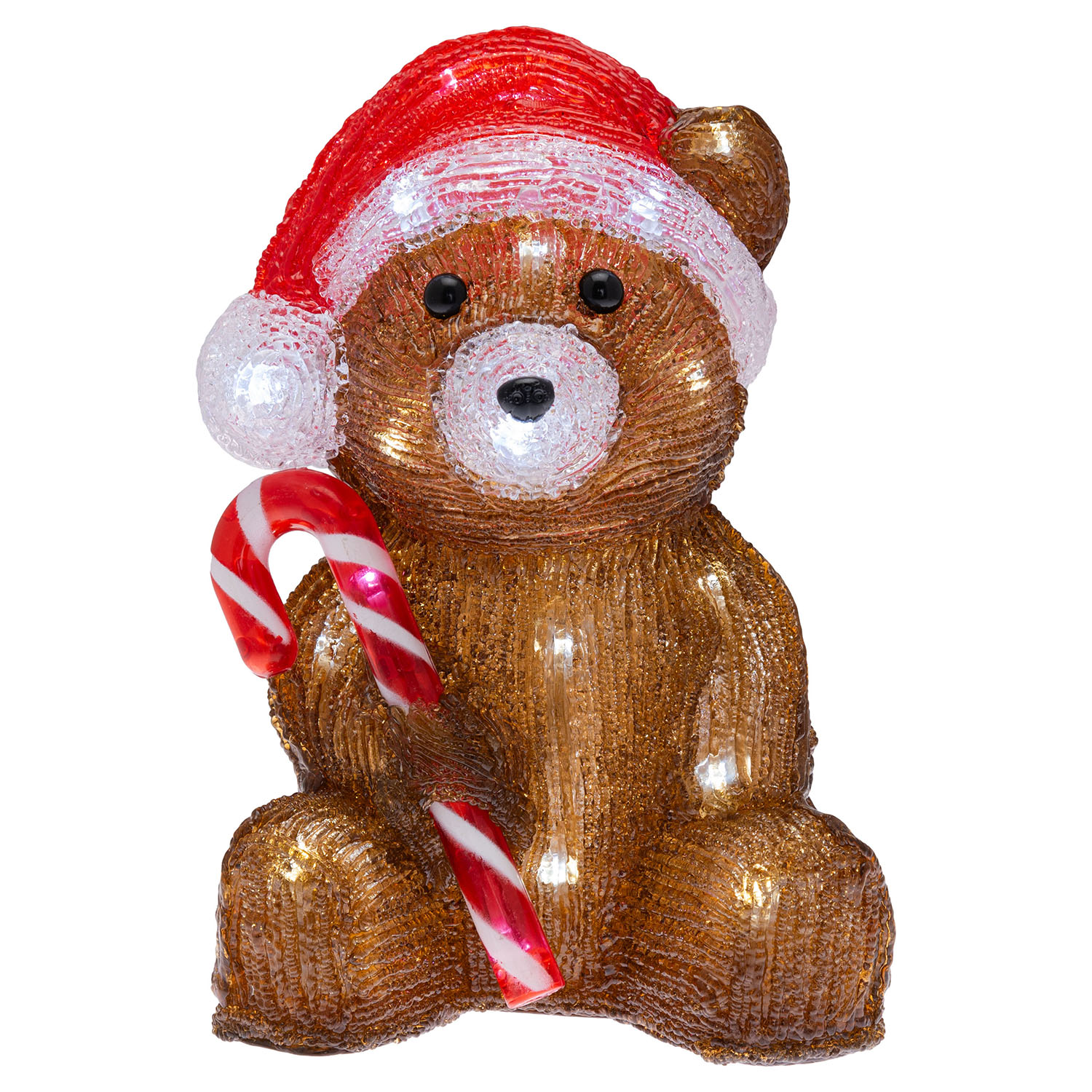 Battery-operated Christmas bear with Candy Cane, h 24 cm, 32 cold white LEDs 2 Battery-operated Christmas bear with Candy Cane, h 24 cm, 32 cold white LEDs 2