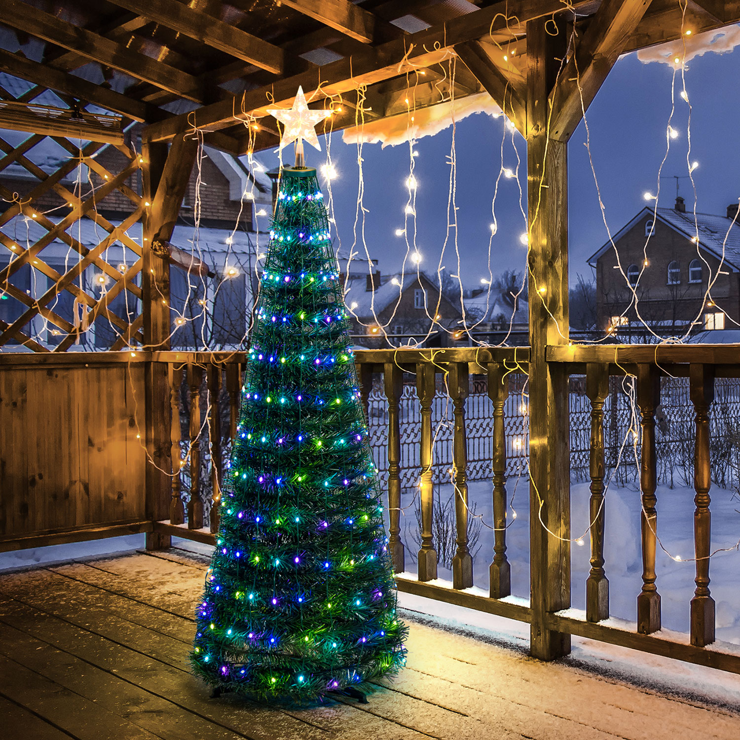 Faltbarer Baum aus künstlichem Kiefer, h. 150 cm, 234 RGB LED Lichterperlen 27 Faltbarer Baum aus künstlichem Kiefer, h. 150 cm, 234 RGB LED Lichterperlen 27