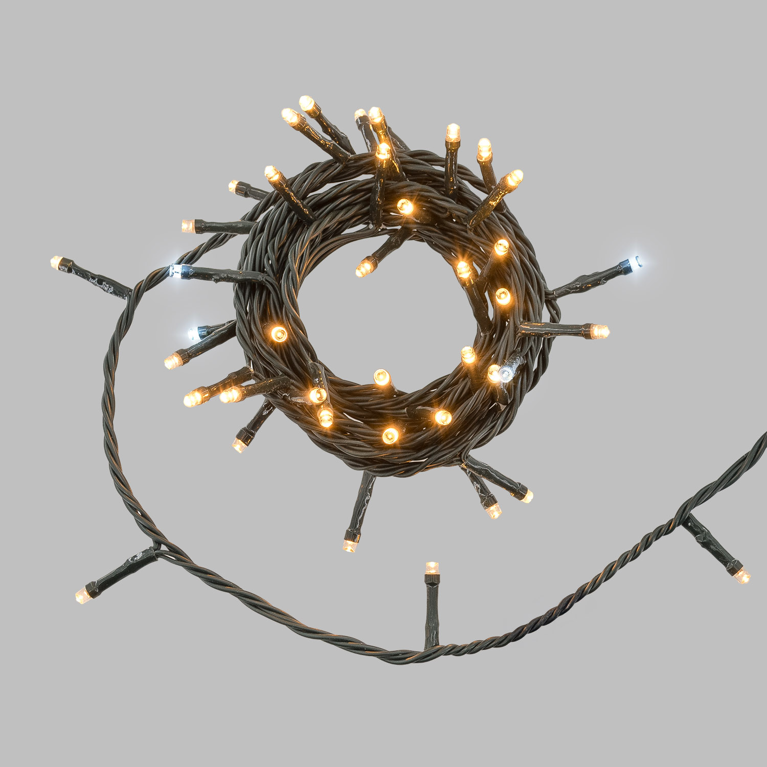 Catena Connect+ 5 m, 50 led bianco caldo e bianco freddo, cavo verde, prolungabile