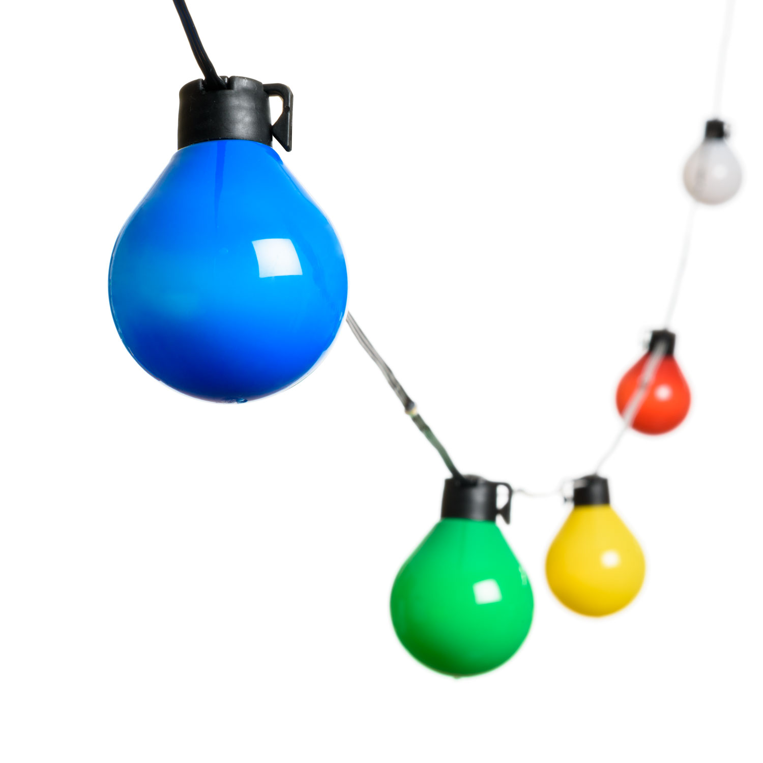 Guirnalda 10 m con cable iluminado, 25 bombillas multicolor, led blanco cálido, cable negro 6 Guirnalda 10 m con cable iluminado, 25 bombillas multicolor, led blanco cálido, cable negro 6