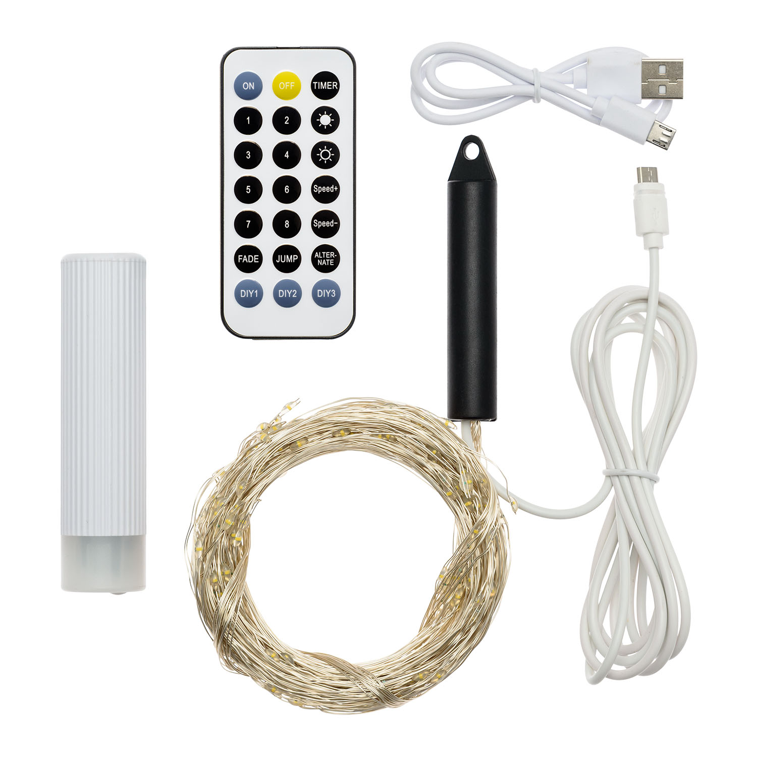 2.5 m Power bank Battery-powered Cascade of Lights, 350 Warm White MicroLEDs 3 2.5 m Power bank Battery-powered Cascade of Lights, 350 Warm White MicroLEDs 3