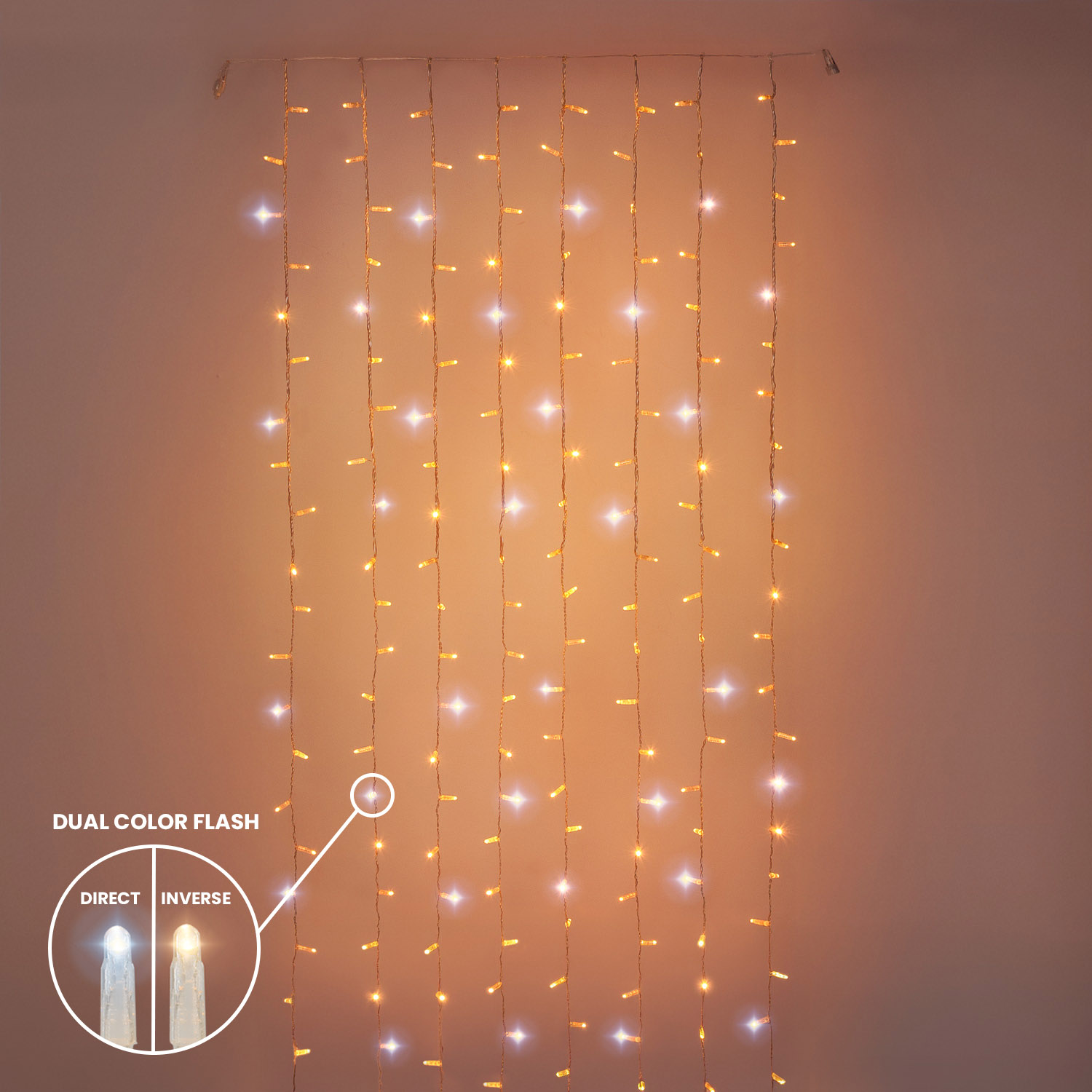 1 x h 3 m Warm White Connect ProLine 36V Curtain Lights, 240 maxiLEDs, transparent cable