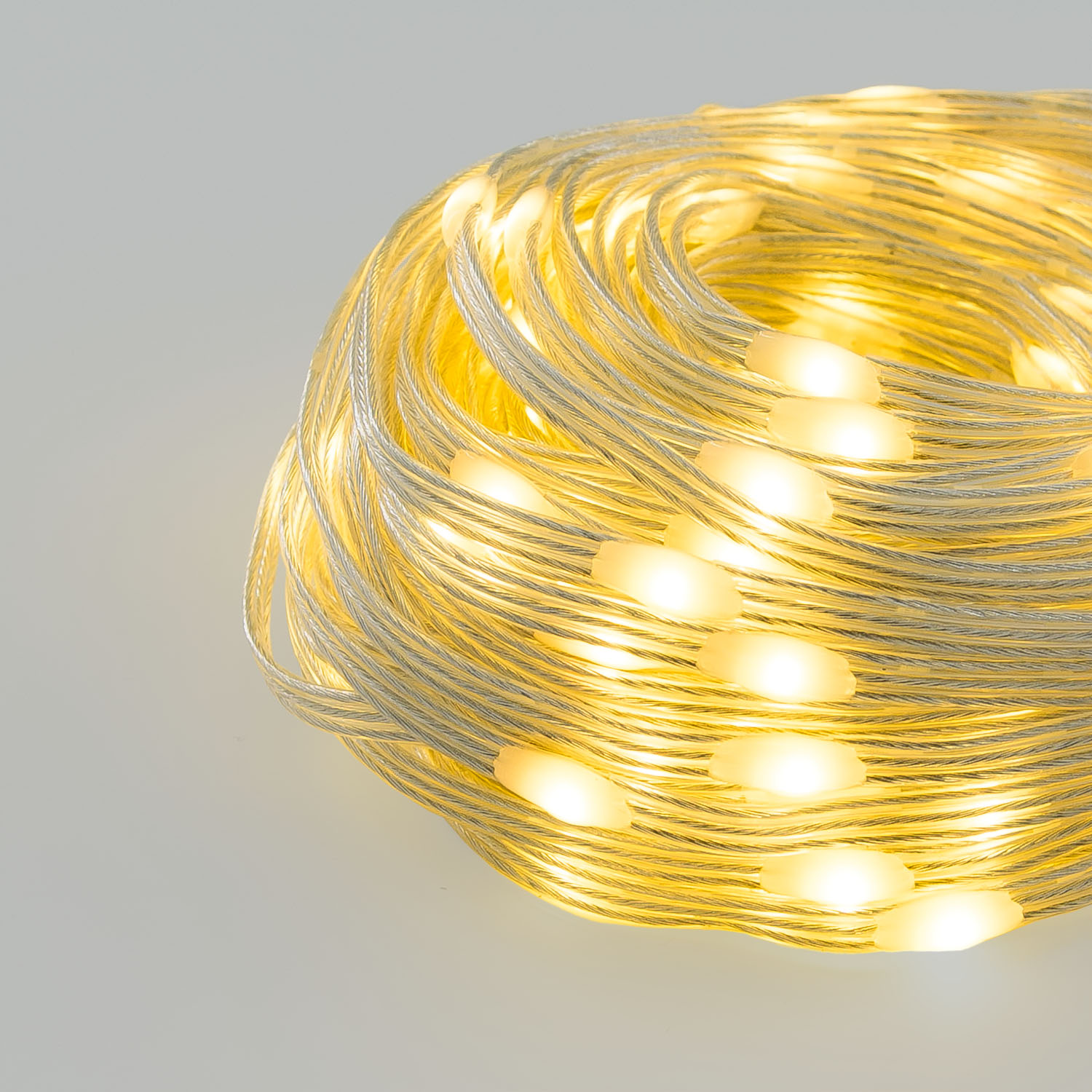 Catena 20 m, 200 Gocce di Luce Dual Color, led bianco caldo e multicolor, cavo trasparente 5