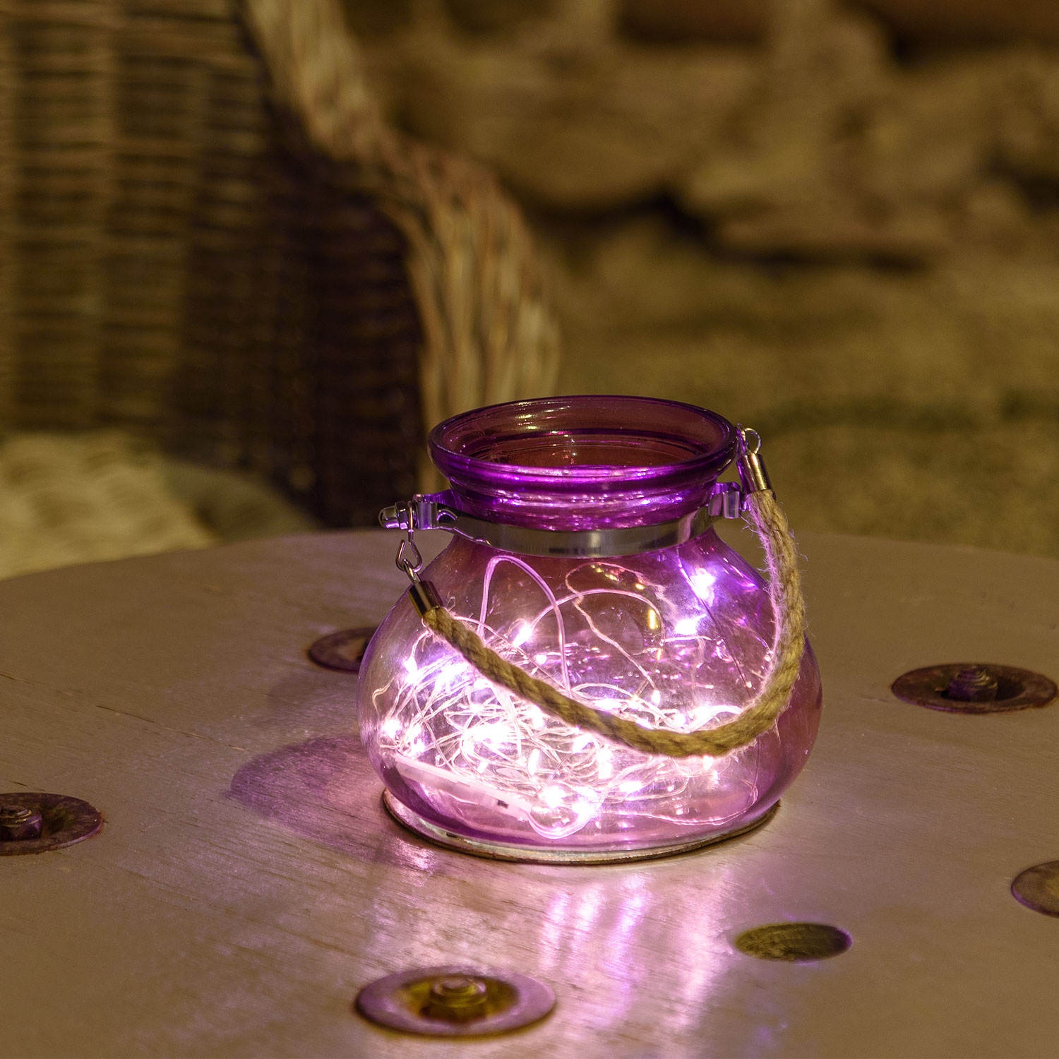 Vase en verre violet avec lumière, 40 MicroLED blanc chaud 1 Vase en verre violet avec lumière, 40 MicroLED blanc chaud 1