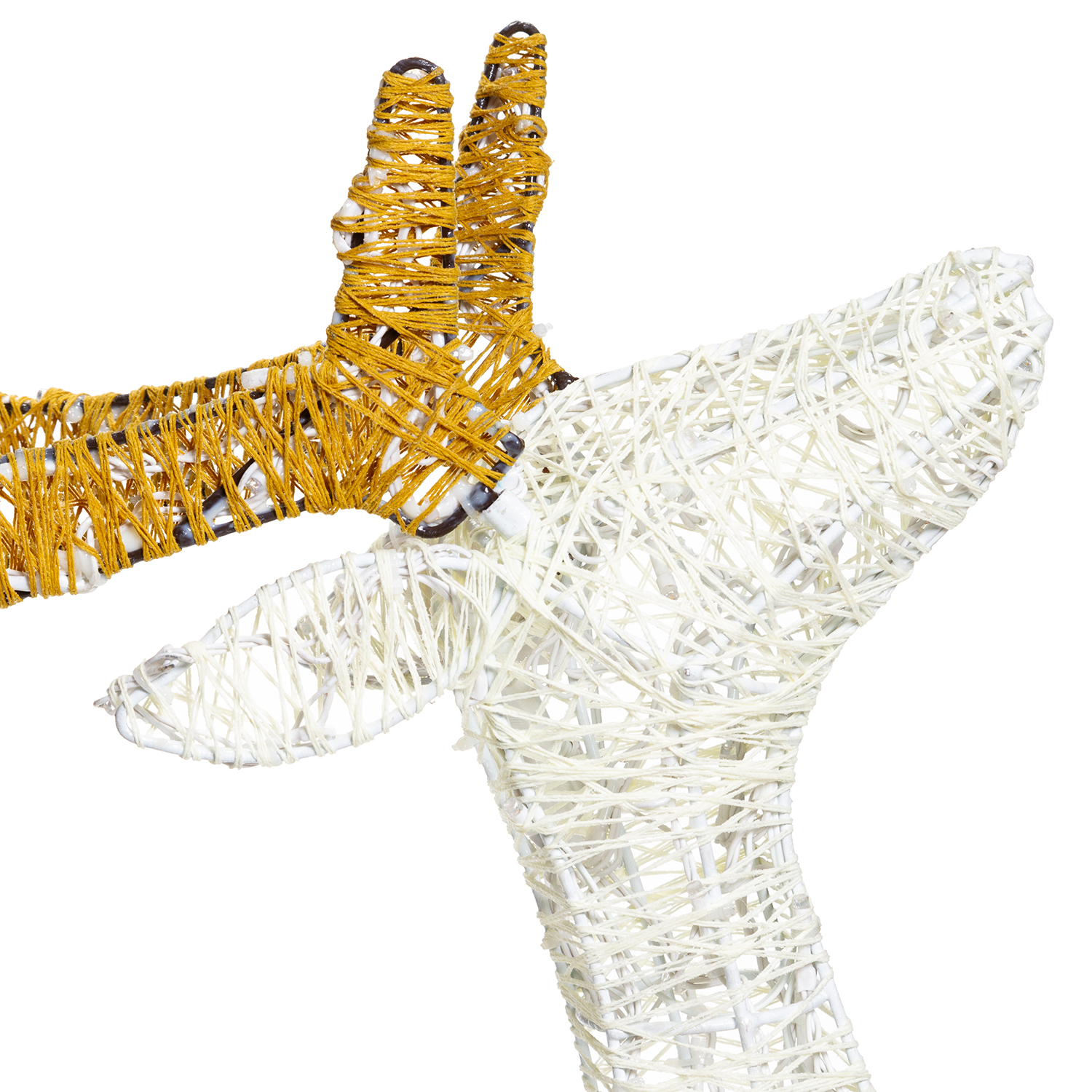 Renna con testa alzata 3D Light Cream & Brown, h 95 cm, 200 Dual LED bianco extra caldo e bianco freddo 3