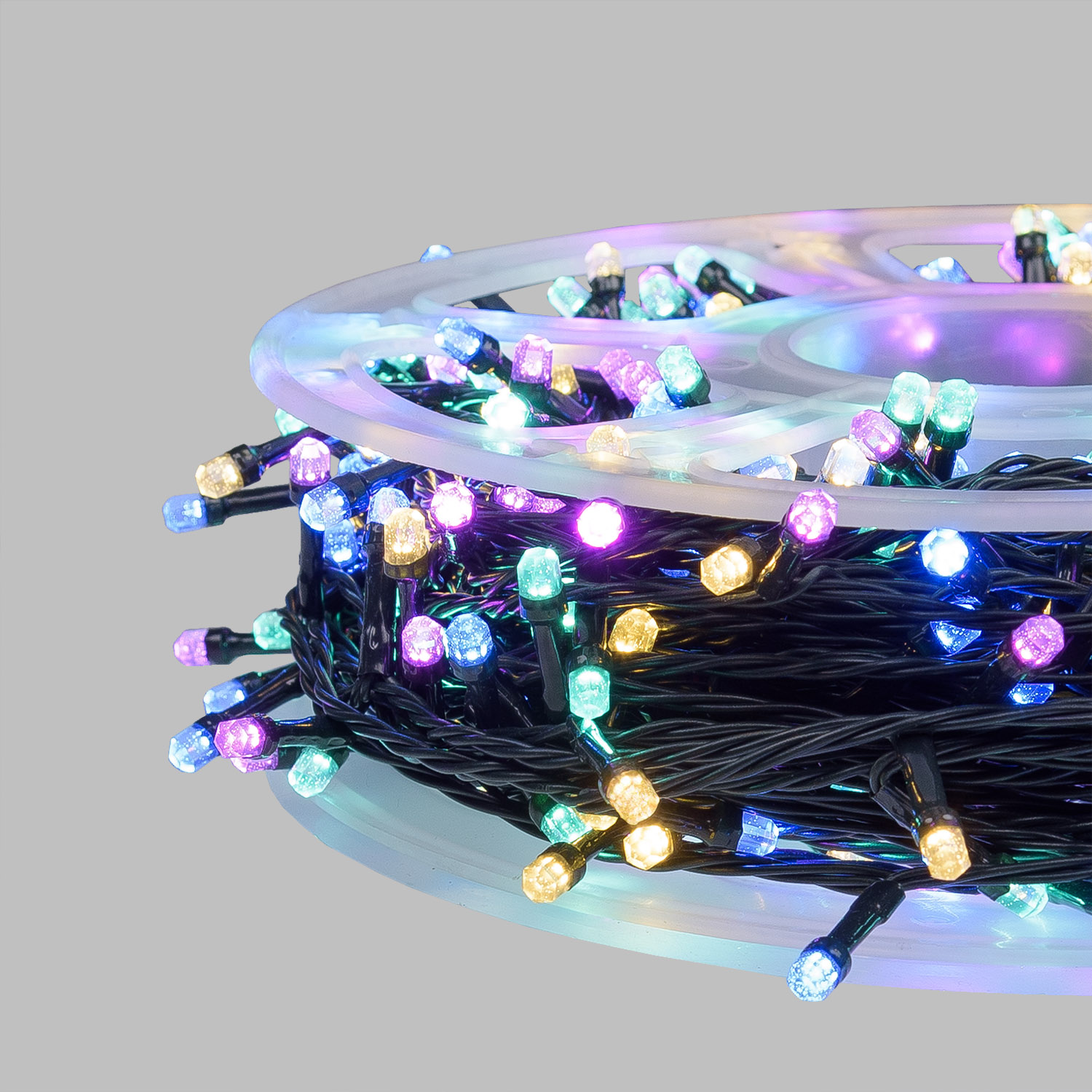 Catena 50 m, 500 led Diamante Bubble multi candy, cavo verde