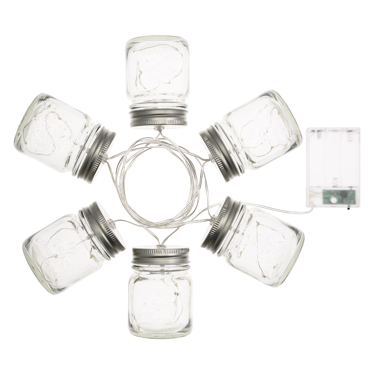 Catena luminosa di vasetti in vetro, microled bianco caldo 7 Catena luminosa di vasetti in vetro, microled bianco caldo 7