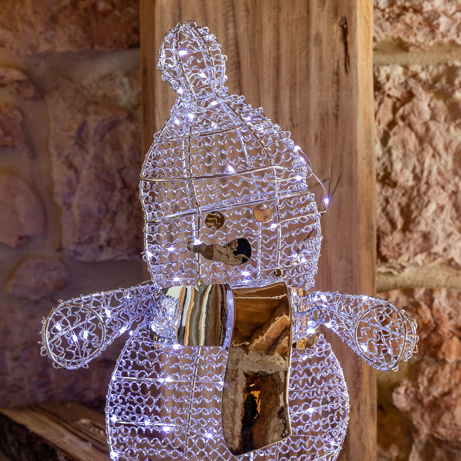 Schneemann aus Silberdraht h 33 cm, 80 MicroLEDs kaltweiß 7 Schneemann aus Silberdraht h 33 cm, 80 MicroLEDs kaltweiß 7