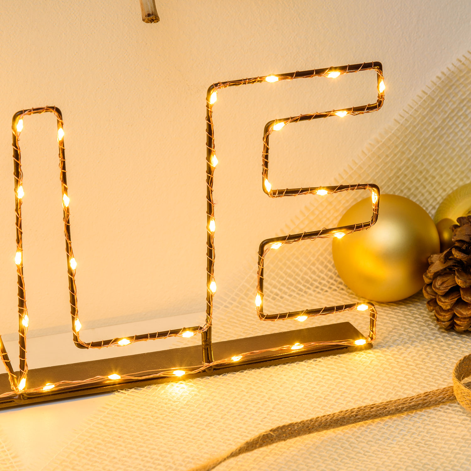 Scritta luminosa led Natale color rame, bianco caldo 6 Scritta luminosa led Natale color rame, bianco caldo 6