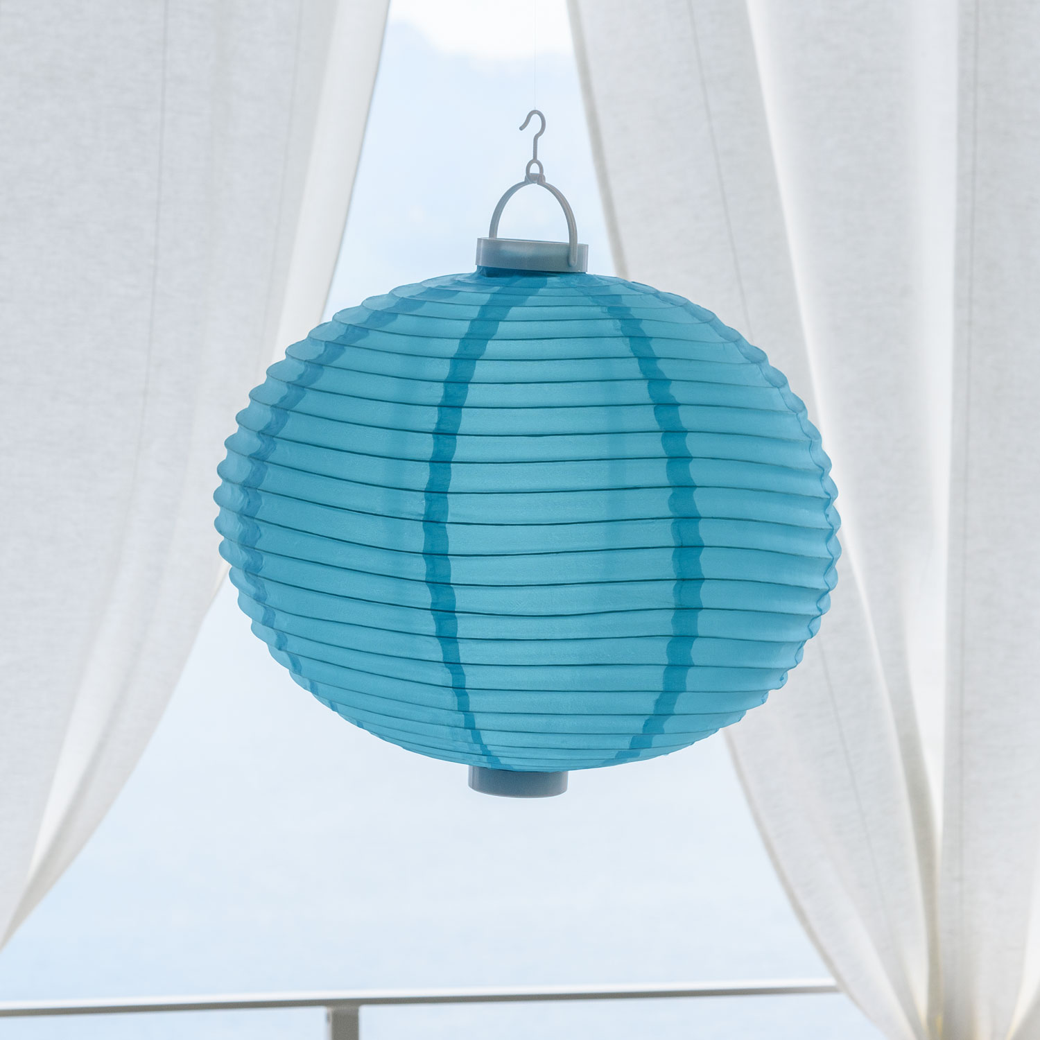 Blauer LED-Lampion Ø 40 cm, warmweißes Licht Blauer LED-Lampion Ø 40 cm, warmweißes Licht