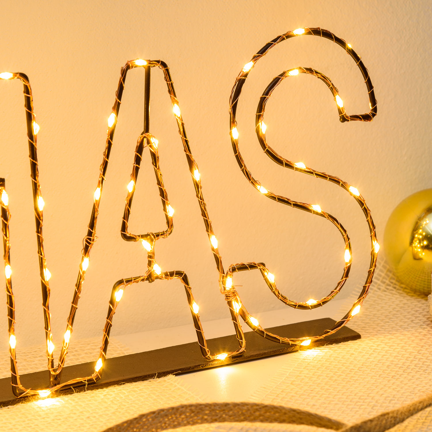 3D Xmas Sign in Brown Metal, 90 Warm White MicroLEDs 6 3D Xmas Sign in Brown Metal, 90 Warm White MicroLEDs 6