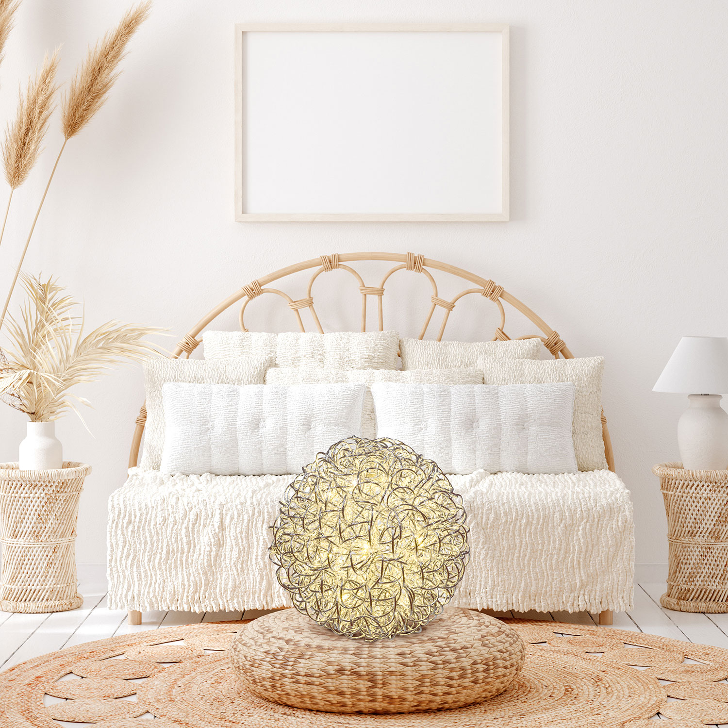 Silberne Leuchtkugel Ø 50 cm, 200 LEDs warmweiß 4 Silberne Leuchtkugel Ø 50 cm, 200 LEDs warmweiß 4