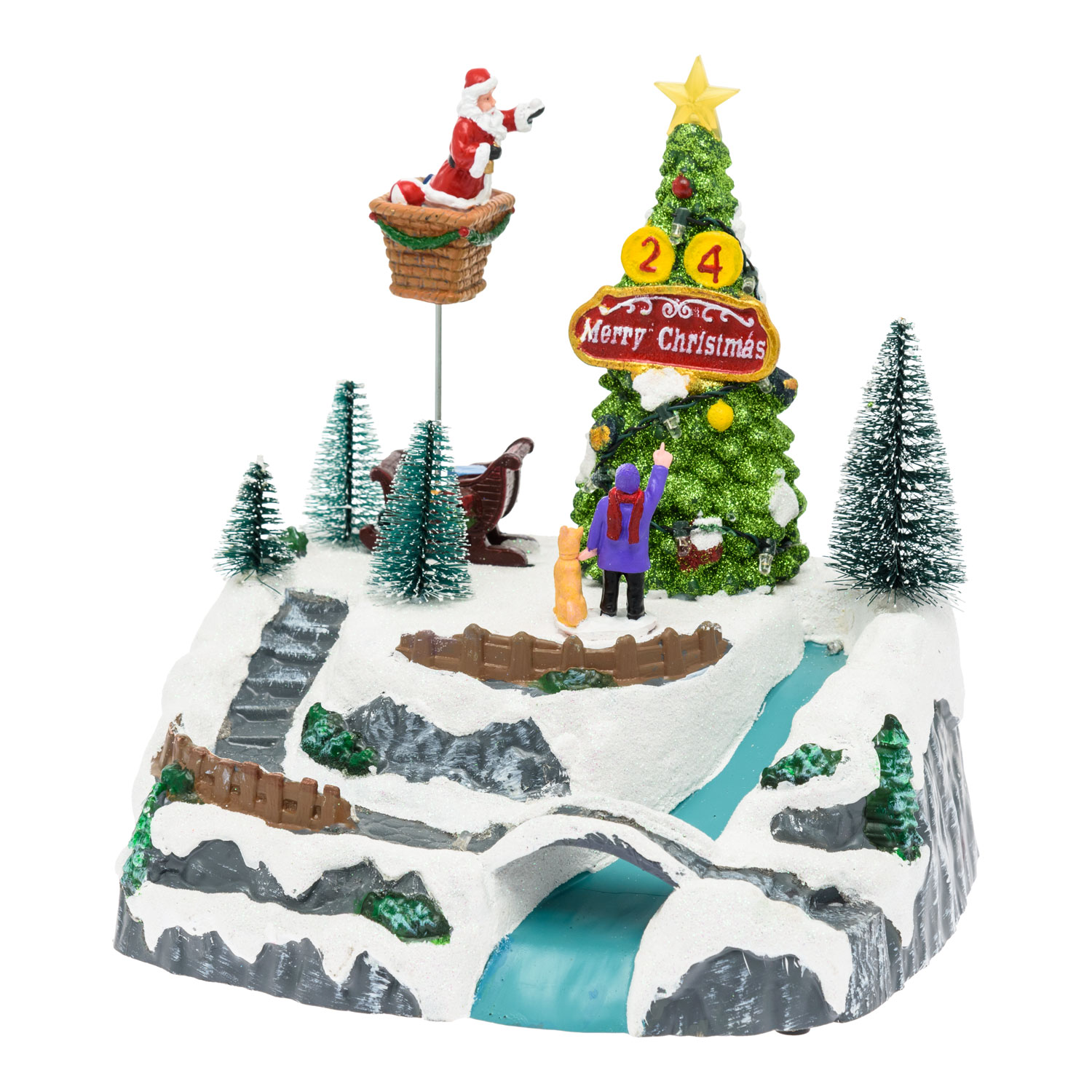 Weihnachtsdorf, Weihnachtsmann und rotierender Baum, h 22 cm, mit Weihnachtsliedern 8 Weihnachtsdorf, Weihnachtsmann und rotierender Baum, h 22 cm, mit Weihnachtsliedern 8