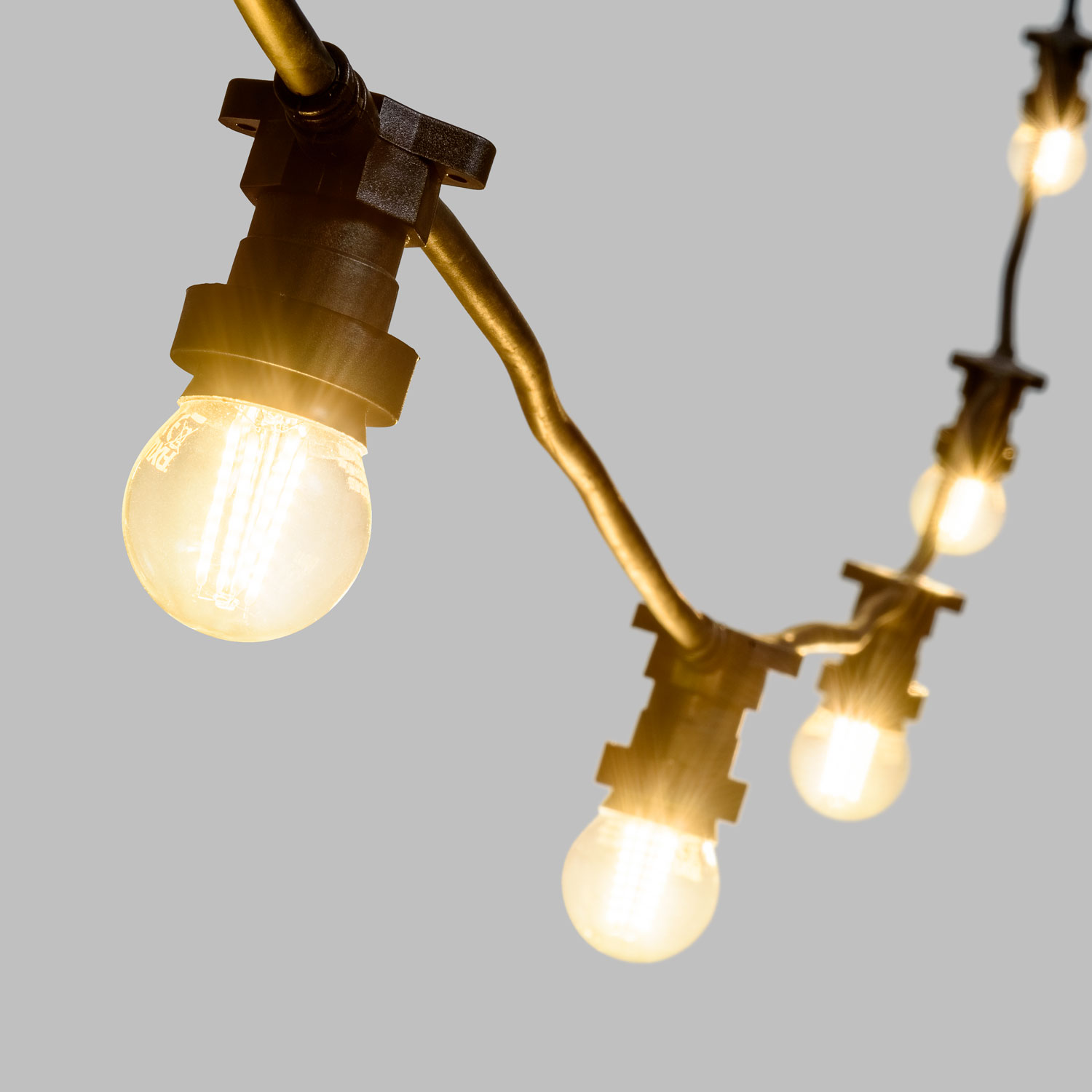 5m Lichterkette, 5 LED Mini Globo Birnen 4 Watt Ø 45 mm, schwarzes Kabel, erweiterbar 2 5m Lichterkette, 5 LED Mini Globo Birnen 4 Watt Ø 45 mm, schwarzes Kabel, erweiterbar 2