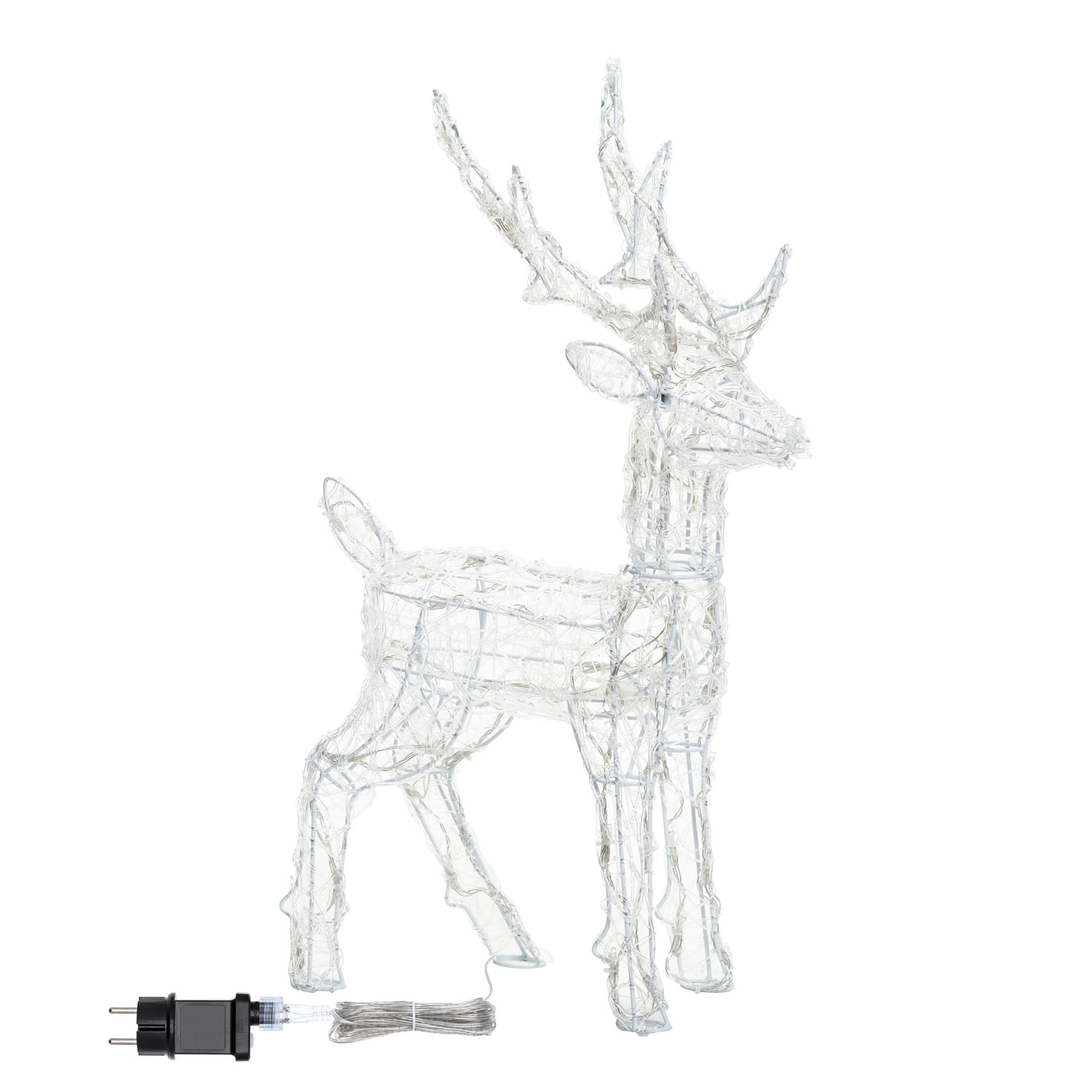 Renne lumineux acrylique, 80 led blanc froid 6 Renne lumineux acrylique, 80 led blanc froid 6
