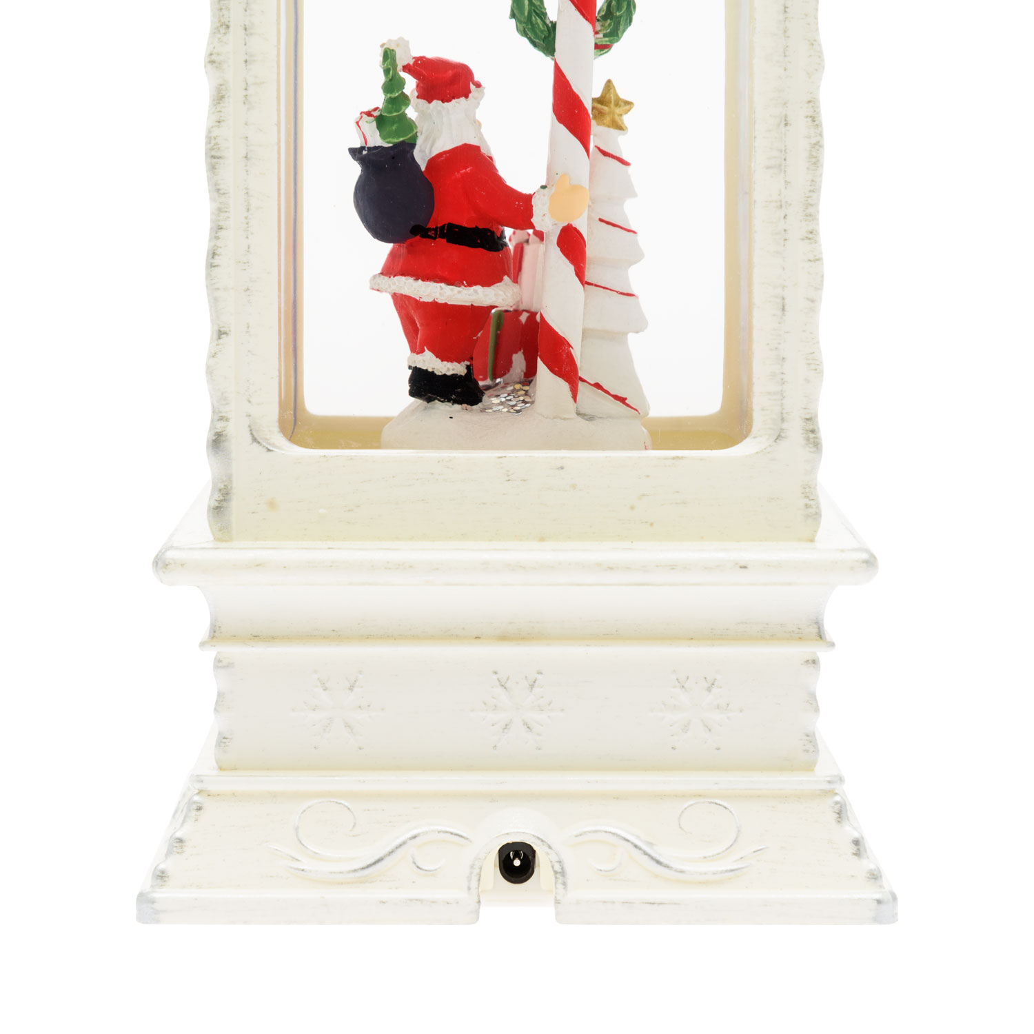 Farol navideño Papá Noel y Bastón de Caramelo, blanco envejecido, led blanco cálido 5 Farol navideño Papá Noel y Bastón de Caramelo, blanco envejecido, led blanco cálido 5