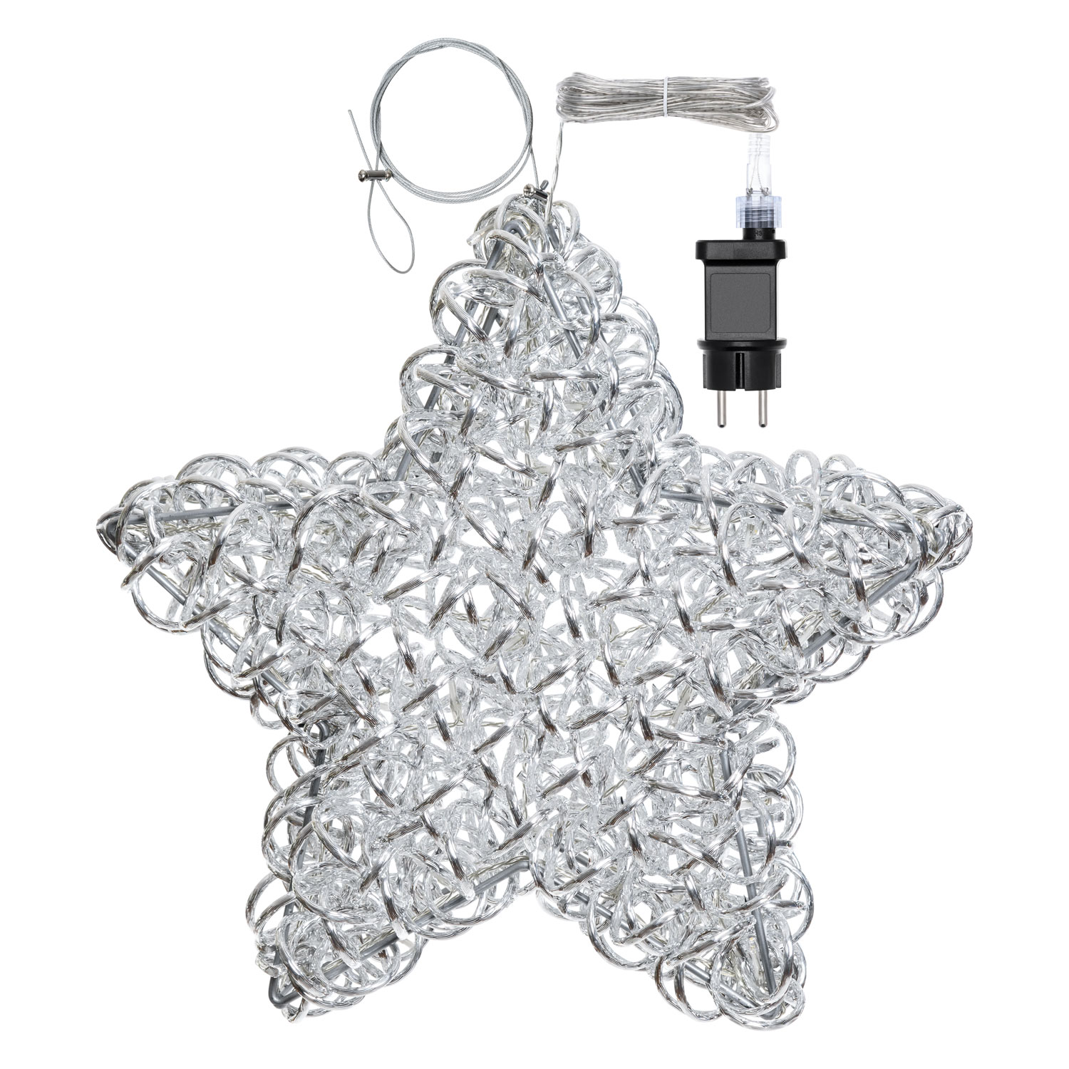 Silberner Leuchtstern Ø 40 cm, 60 LEDs warmweiß 2 Silberner Leuchtstern Ø 40 cm, 60 LEDs warmweiß 2