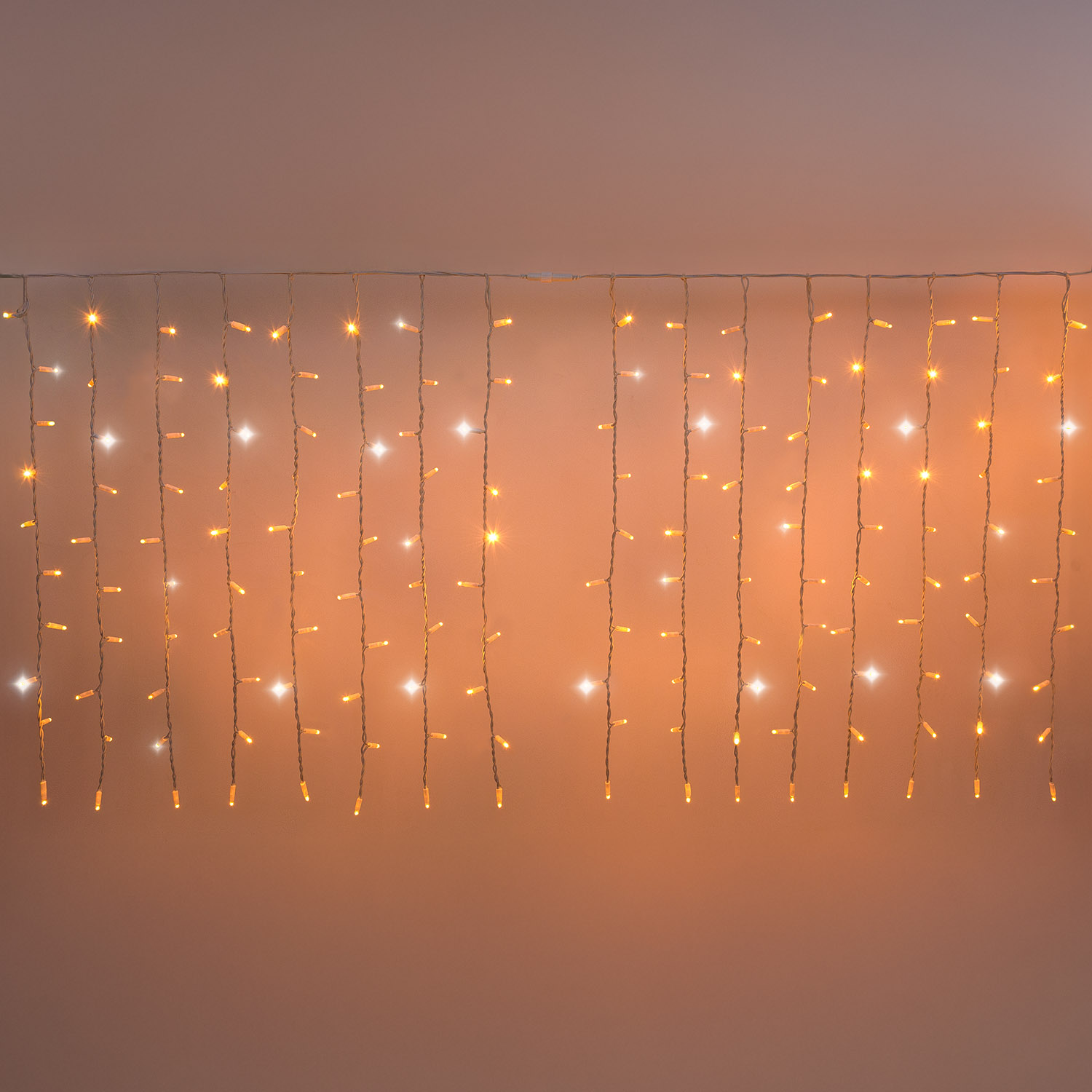 Curtain Light 4 x h 1 m, 320 Warm White and Cool White MaxiLEDs, White Cable, Extendable, IP67 5