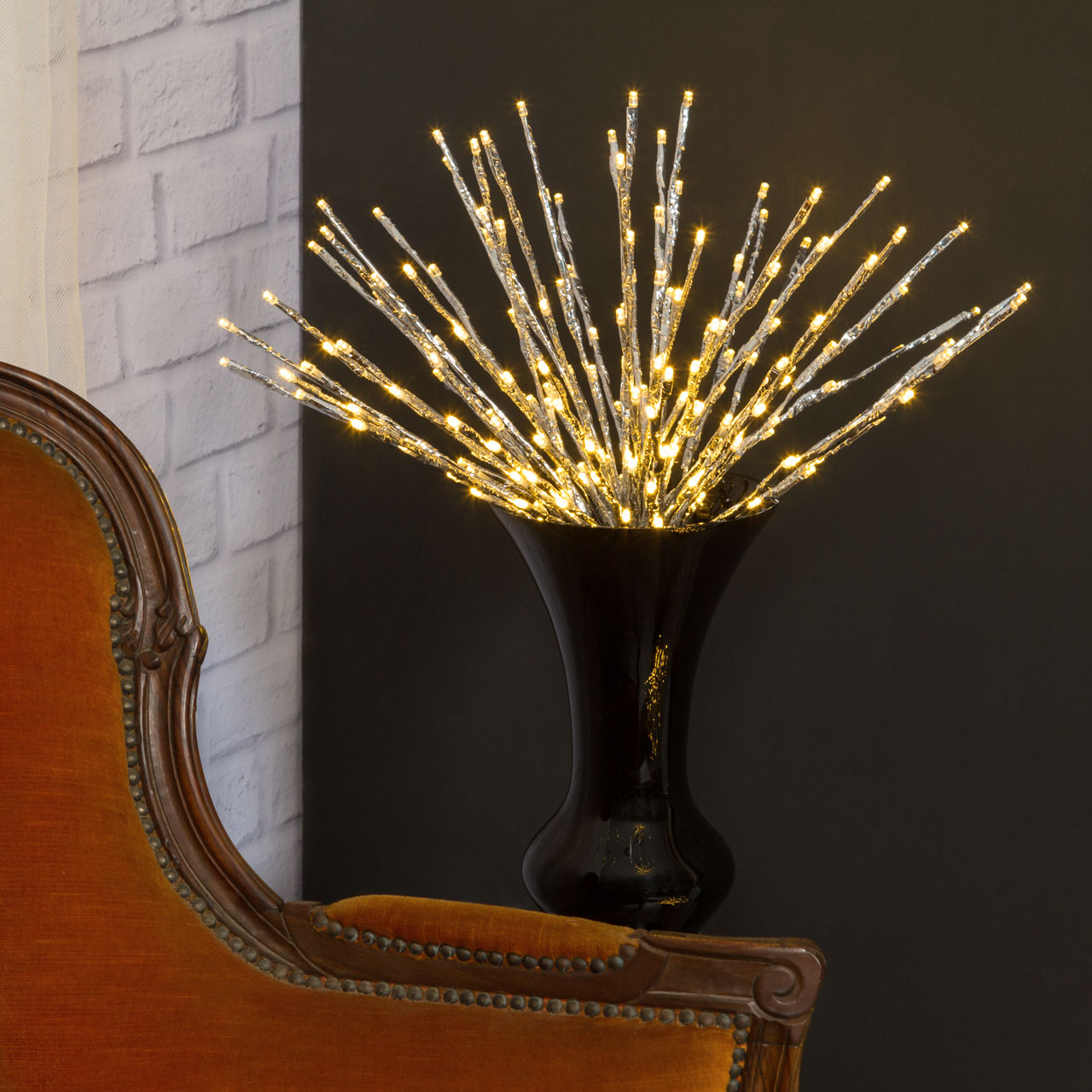 Silberner TWIGball, h 60 cm, 200 LEDs warmweiß 5 Silberner TWIGball, h 60 cm, 200 LEDs warmweiß 5