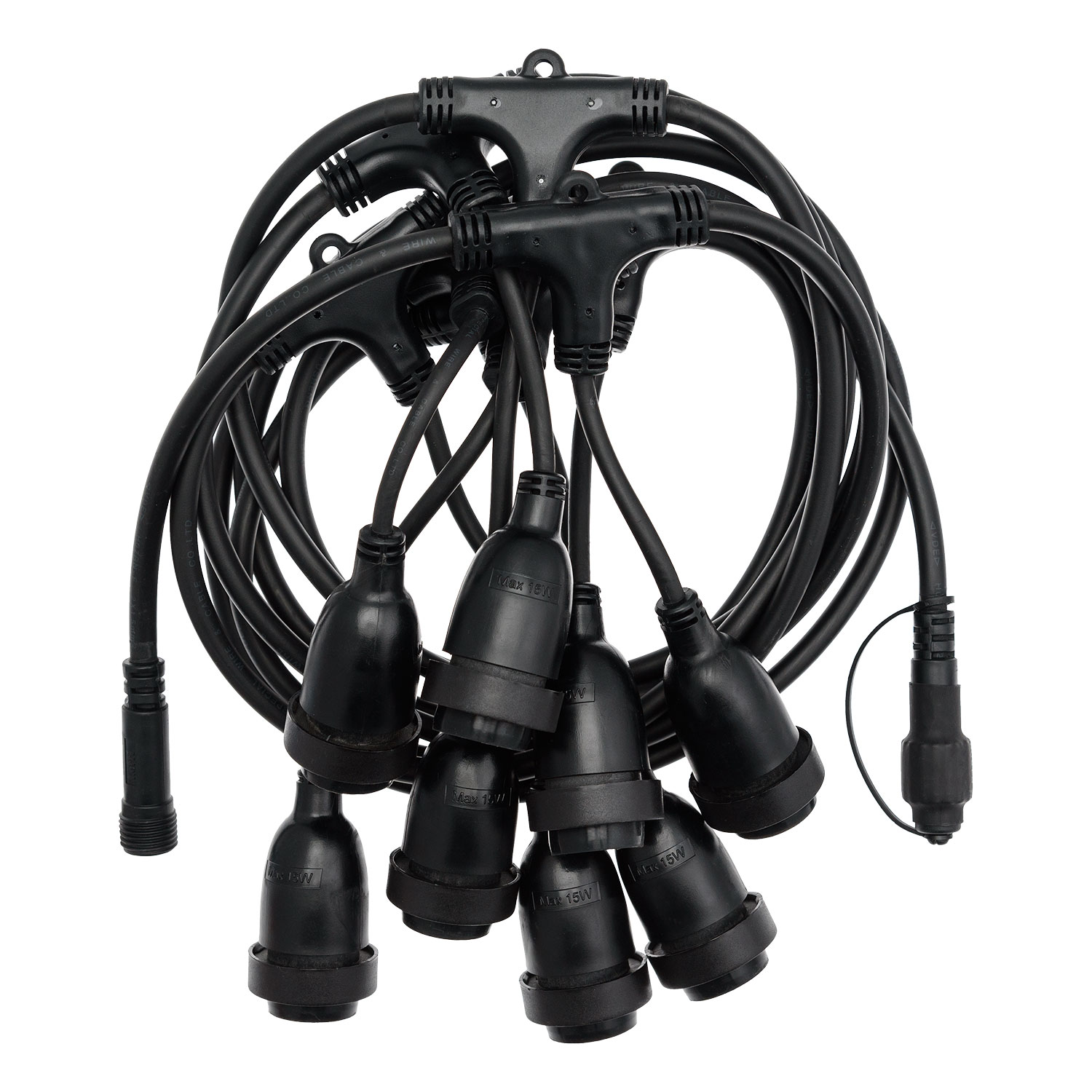 Guirlande personnalisable, 8 douilles E27 suspendues, 5 mètres, câble noir 4 Guirlande personnalisable, 8 douilles E27 suspendues, 5 mètres, câble noir 4