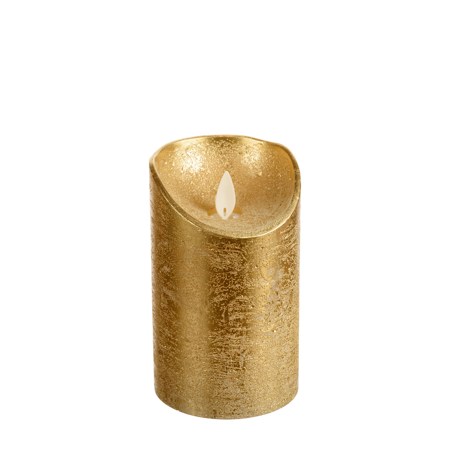 Vela oro Led de cera rústica h. 12,5 cm 3 Vela oro Led de cera rústica h. 12,5 cm 3