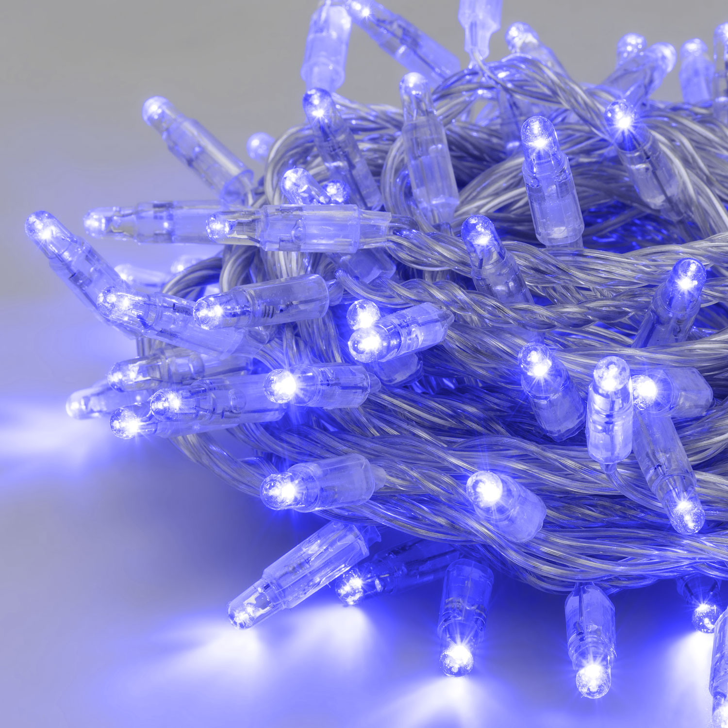 Guirlande 10 m, 96 maxiled bleu, câble transparent, prolongeable Guirlande 10 m, 96 maxiled bleu, câble transparent, prolongeable