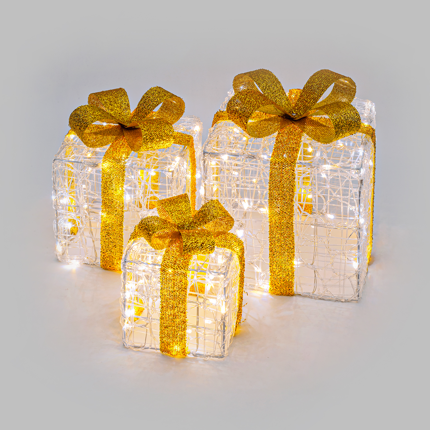 Set 3 Pacchi Regalo in acrilico, 150 Dual Color LED bianco caldo e bianco freddo  9