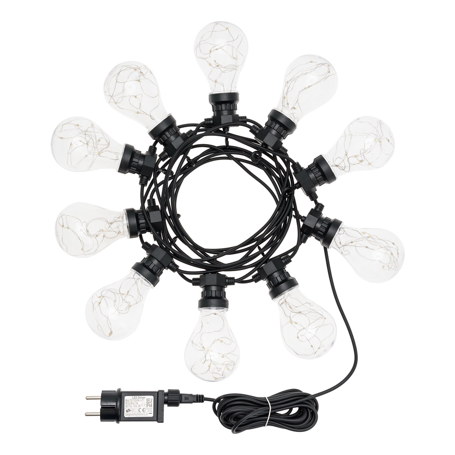 Guirnalda 10 adornos bombillas led blanco cálido, Ø 67 mm 2 Guirnalda 10 adornos bombillas led blanco cálido, Ø 67 mm 2