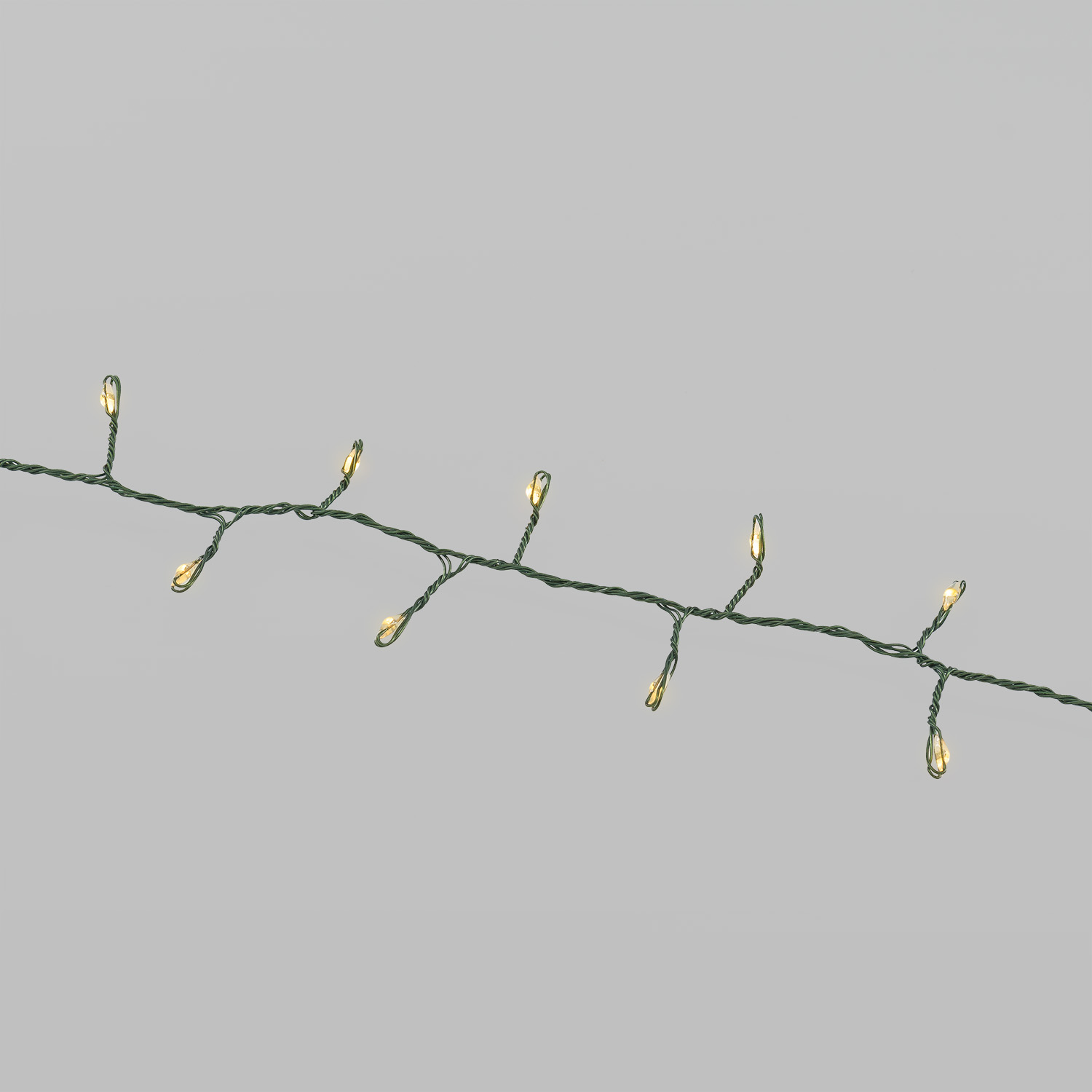 Guirnalda Festón de Luces de batería 5 m, 250 microled blanco cálido, cable metal verde