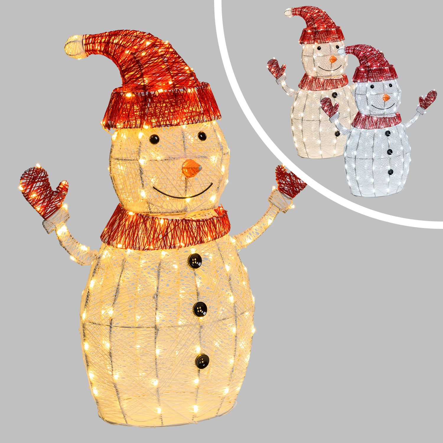 3D-Schneemann White & Color, H. 100 cm, 275 Dual Color LEDs in Warmweiß und Kaltweiß 17 3D-Schneemann White & Color, H. 100 cm, 275 Dual Color LEDs in Warmweiß und Kaltweiß 17