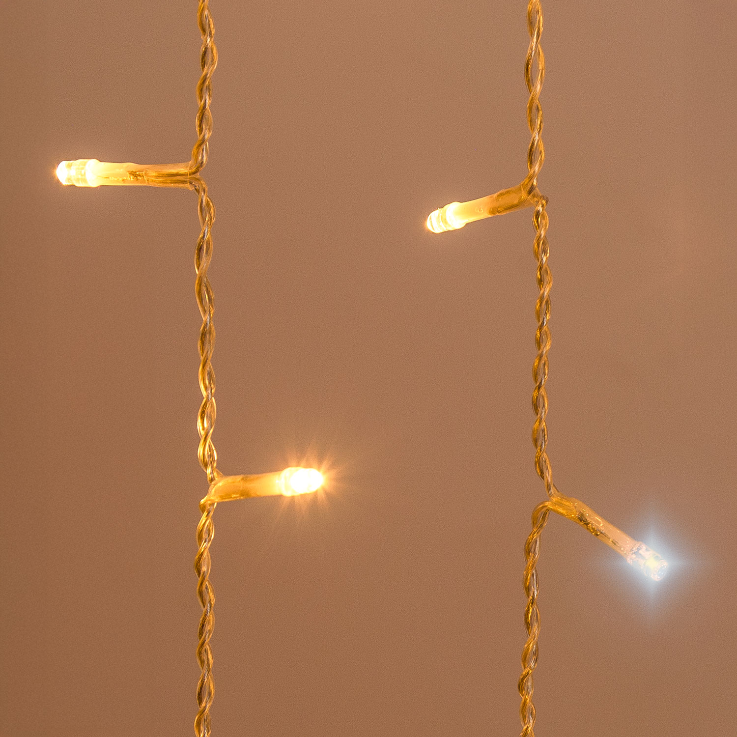 Stalattite Connect+ 5 x h 0,8 m, 350 led bianco caldo e bianco freddo, cavo trasparente, prolungabile 5