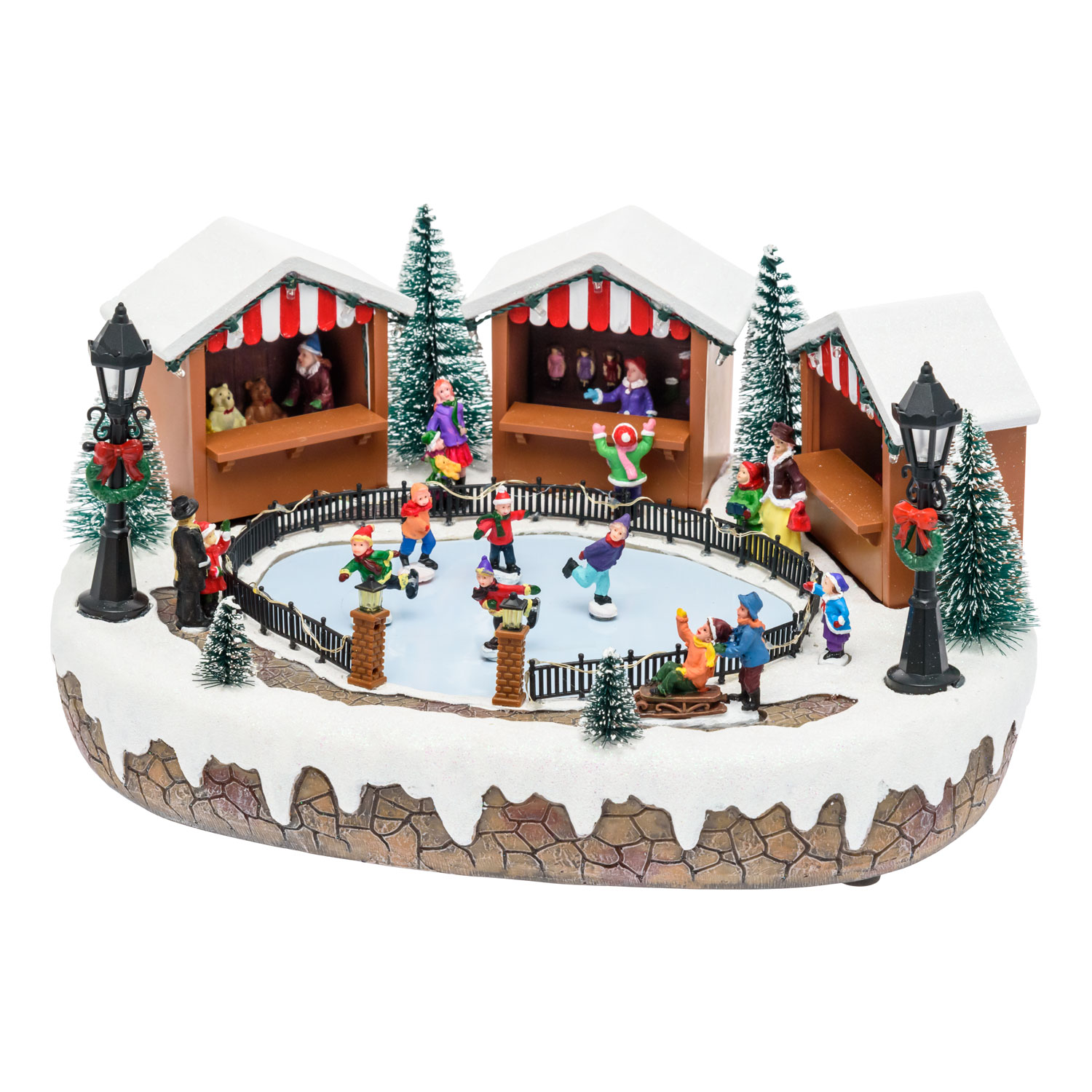 Pueblo Navidad de poliresina, Lago Helado con Patinadores en Movimiento, h 15 cm 8 Pueblo Navidad de poliresina, Lago Helado con Patinadores en Movimiento, h 15 cm 8