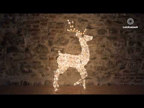 Renna con zampa alzata 3D Light Cream & Brown, h 125 cm, 240 Dual LED bianco extra caldo e bianco freddo 2