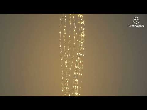 Cascada de luces 5 m, 15 tiras, 1500 microled blanco cálido y frío, cable metal plata 2 Cascada de luces 5 m, 15 tiras, 1500 microled blanco cálido y frío, cable metal plata 2