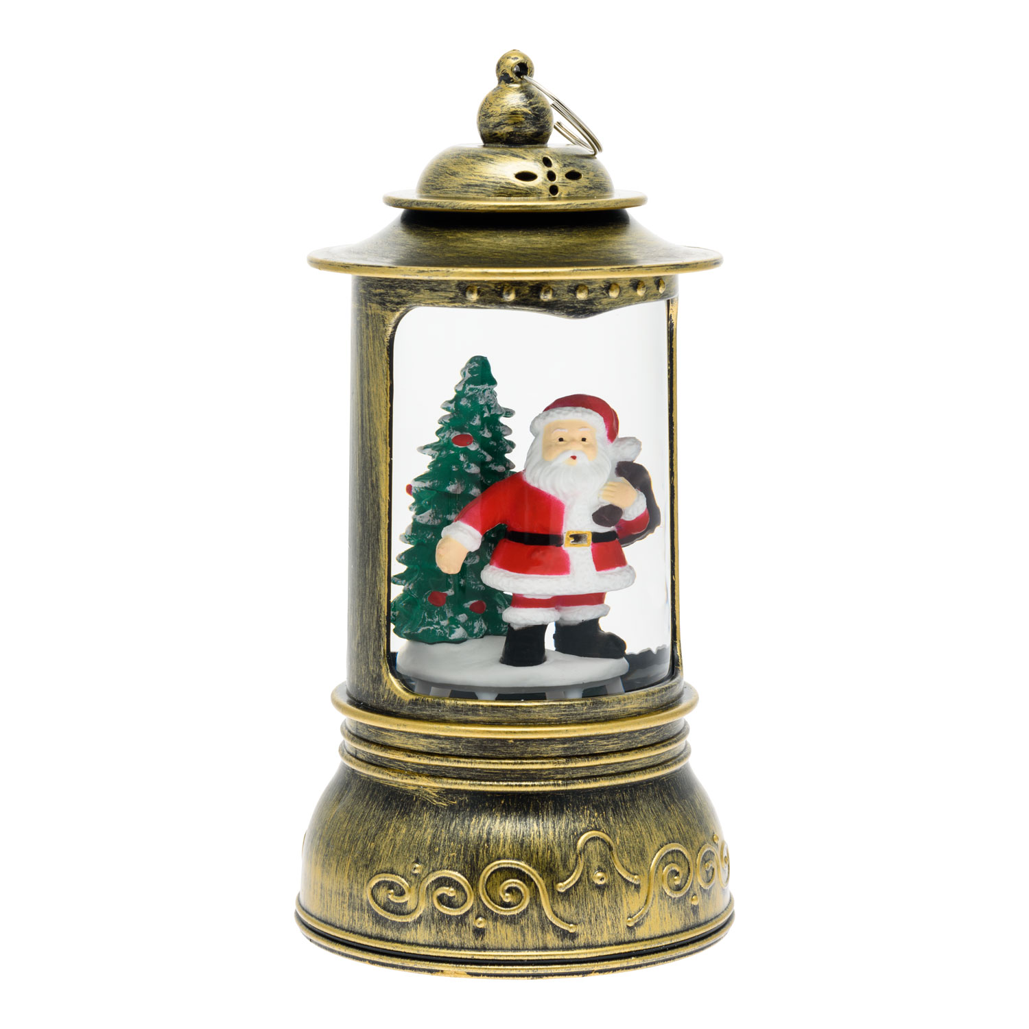Farol cilíndrico navideño a pilas, con purpurina brillante en el agua 6 Farol cilíndrico navideño a pilas, con purpurina brillante en el agua 6