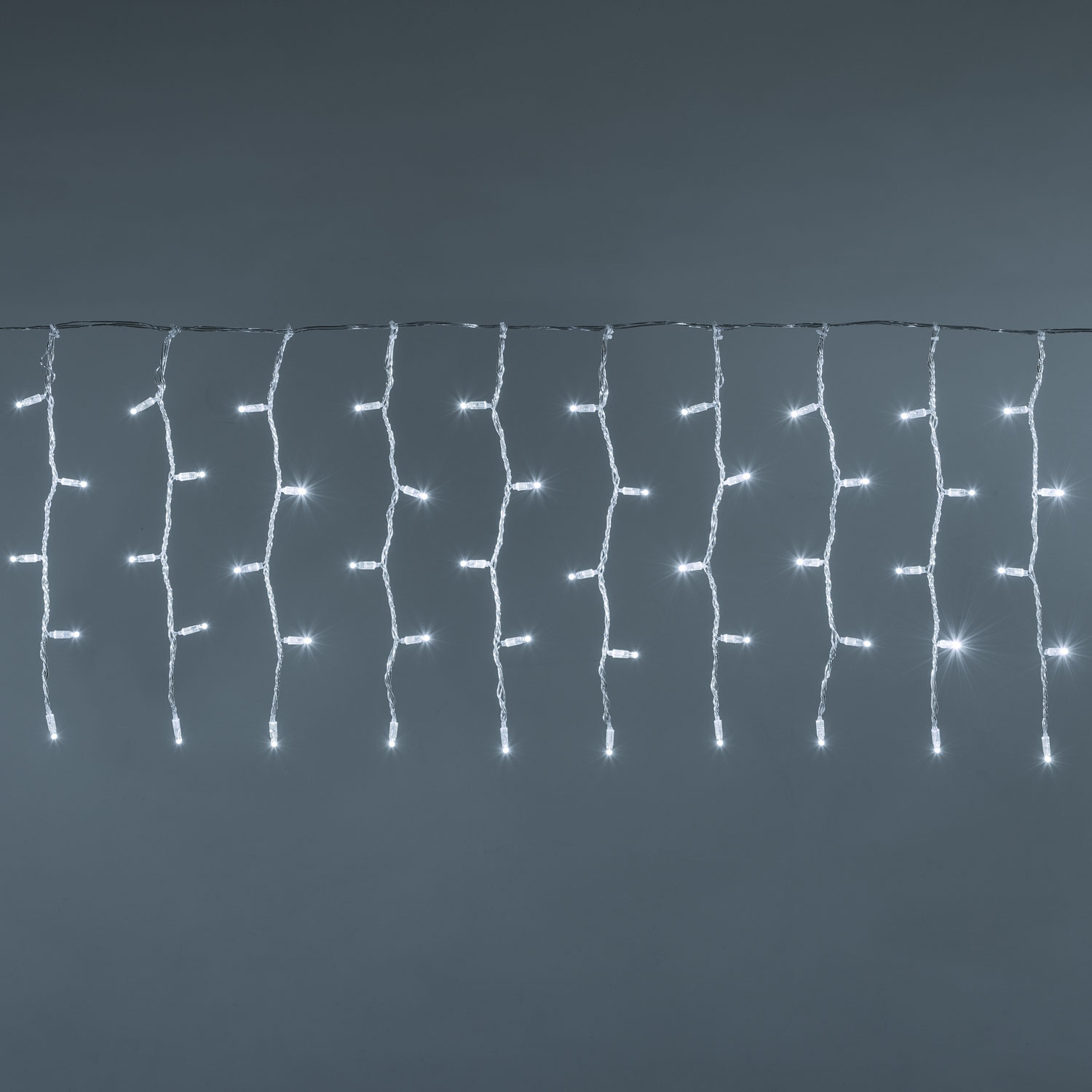 Lichtervorhang 3 x h 0,5 m, 120 Maxi LEDs kaltweiß, transparentes Kabel, erweiterbar Lichtervorhang 3 x h 0,5 m, 120 Maxi LEDs kaltweiß, transparentes Kabel, erweiterbar