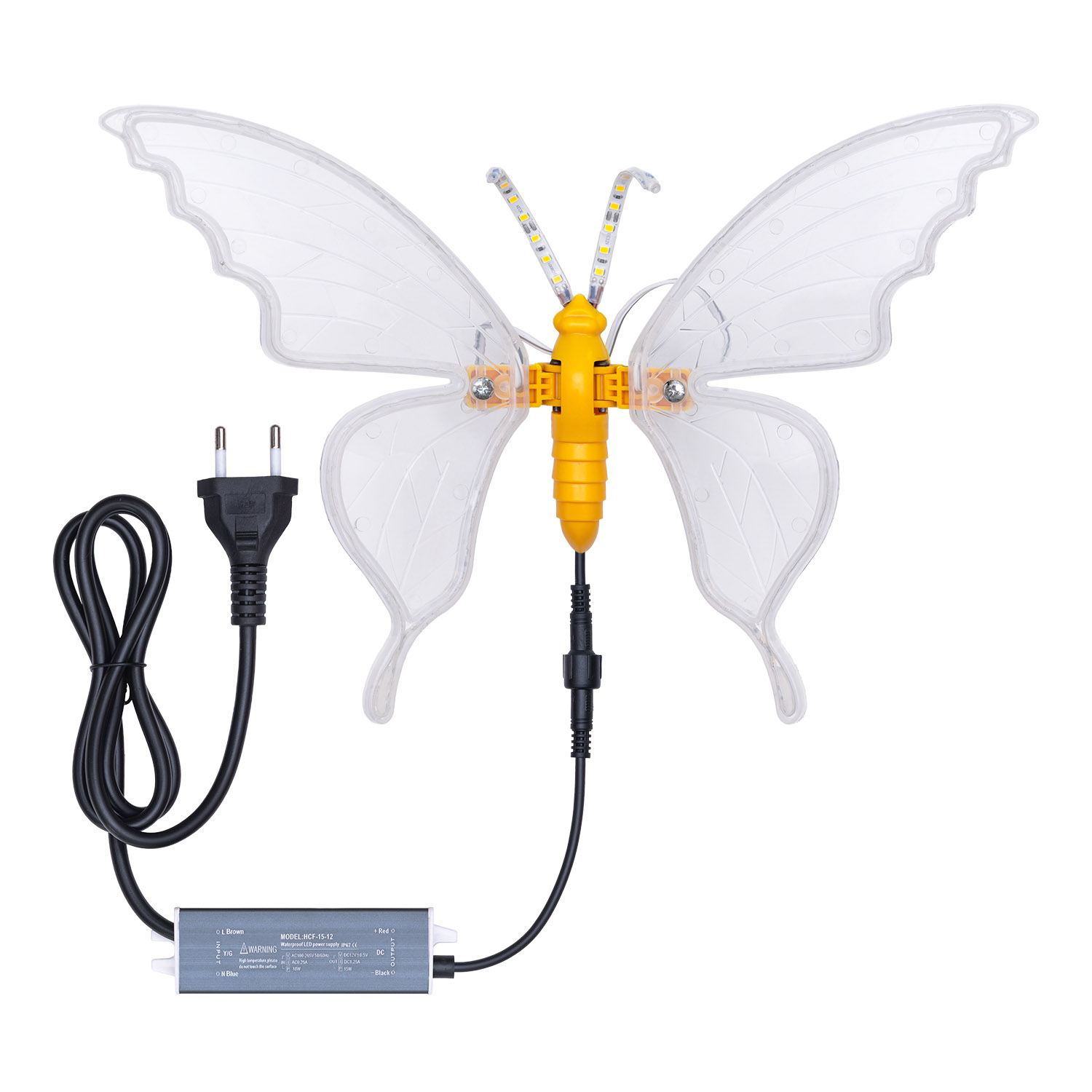 Farfalla in tubo ultraluminoso, 32 cm, 156 led bianco caldo 3